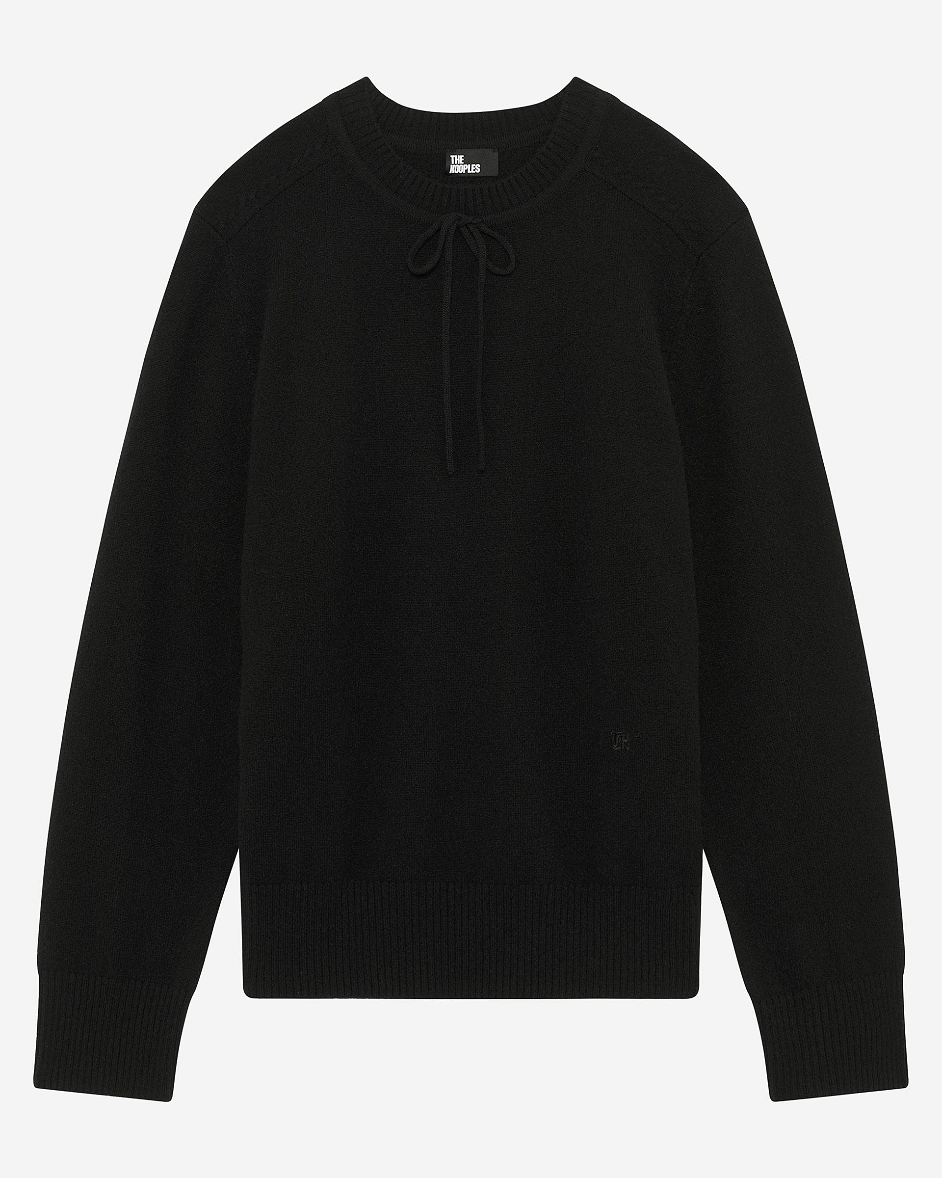 Black cashmere round-neck sweater