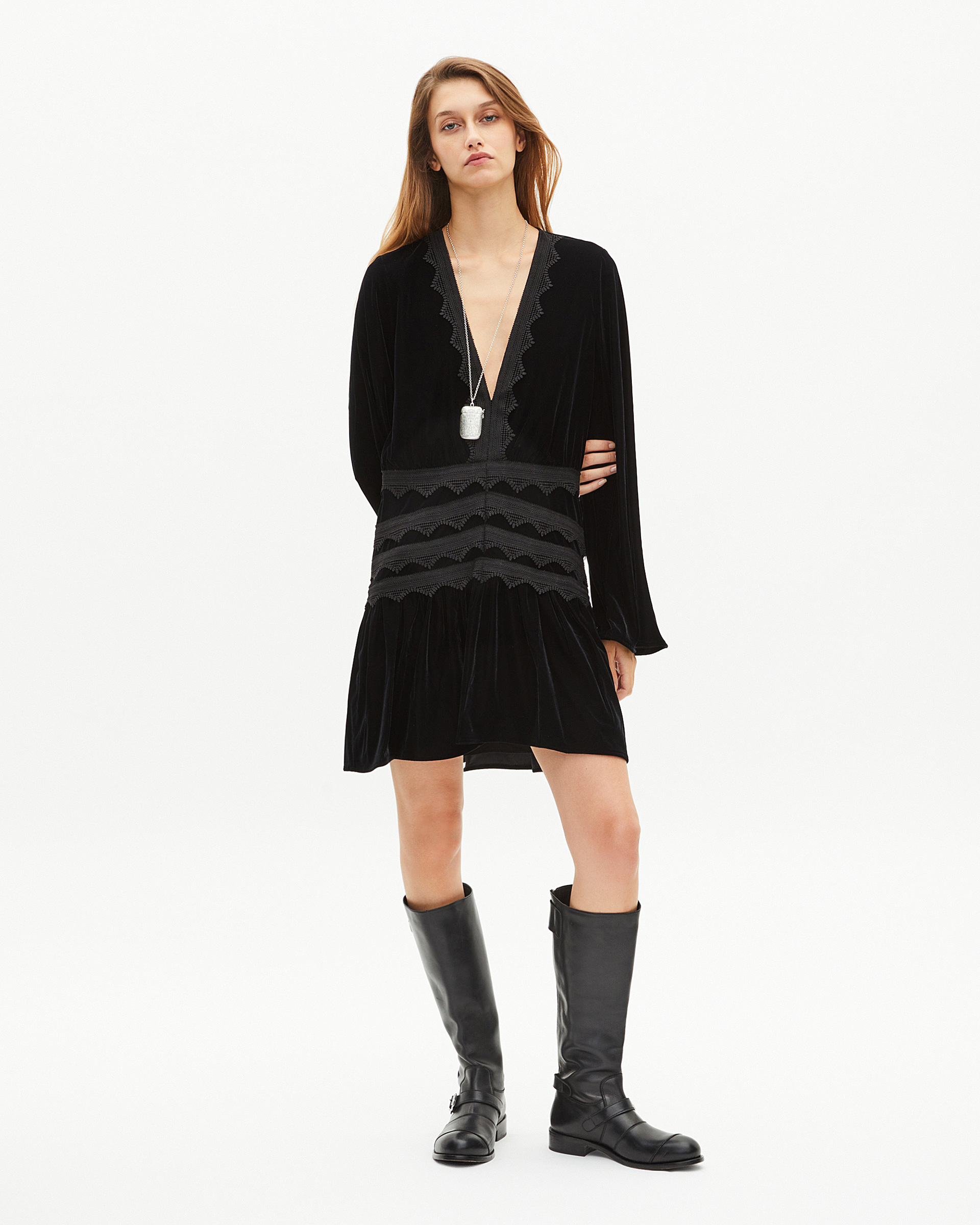 Short black velvet dress
