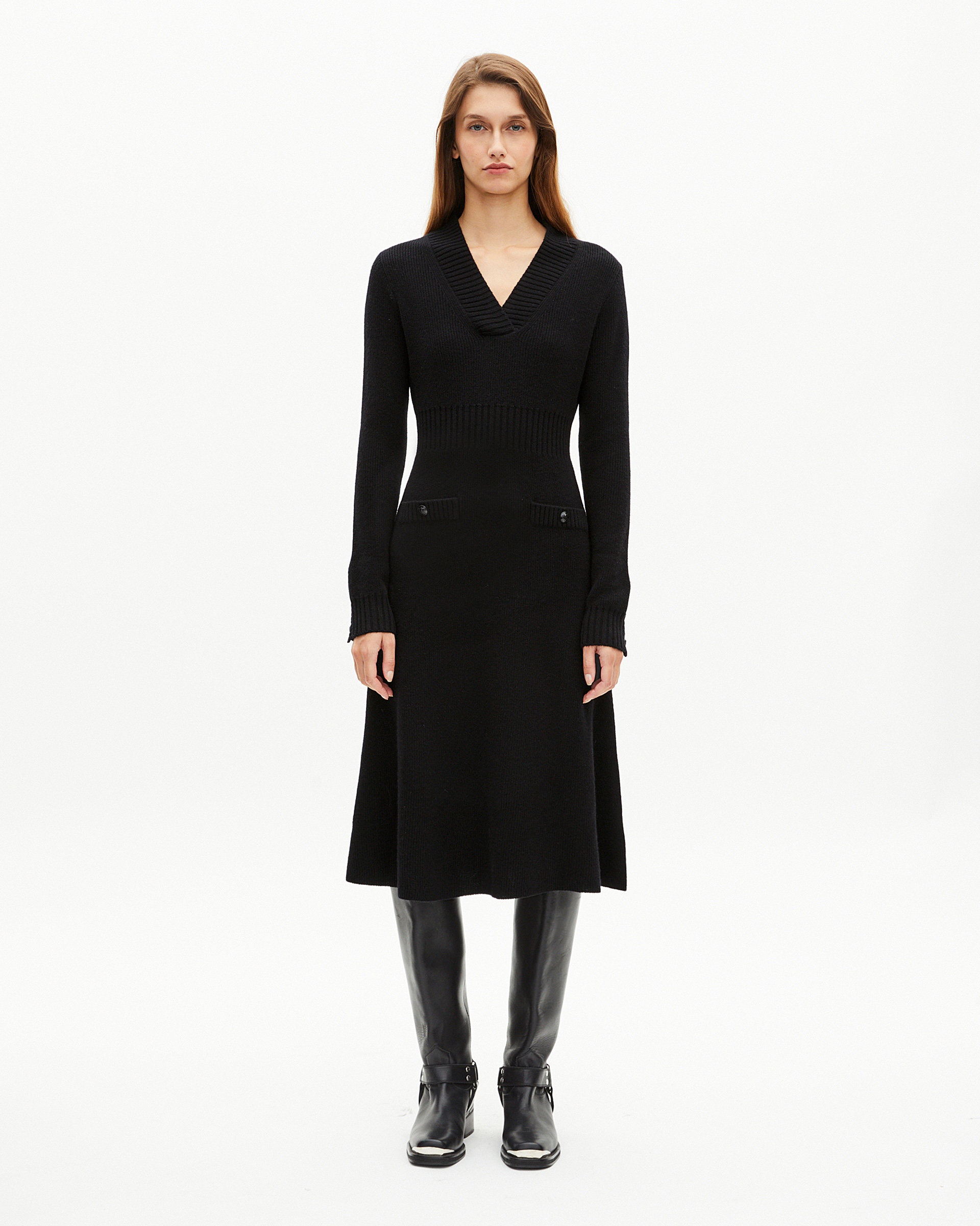 Black wool maxi dress