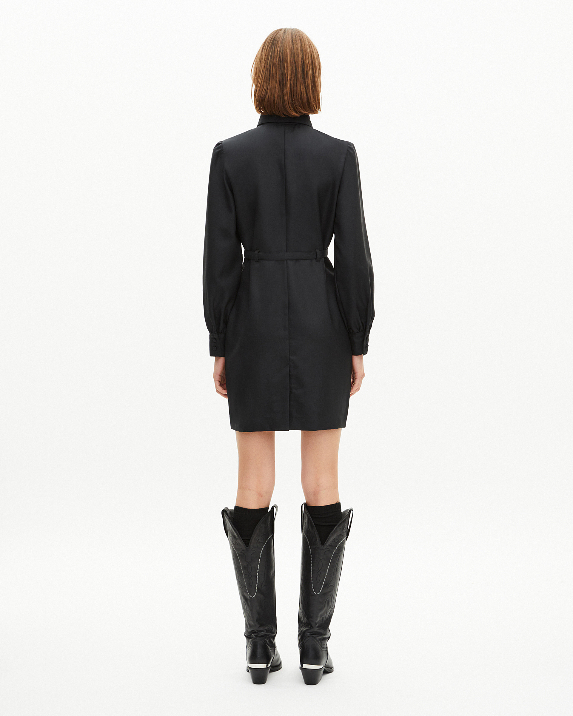 Short black wool-blend dress