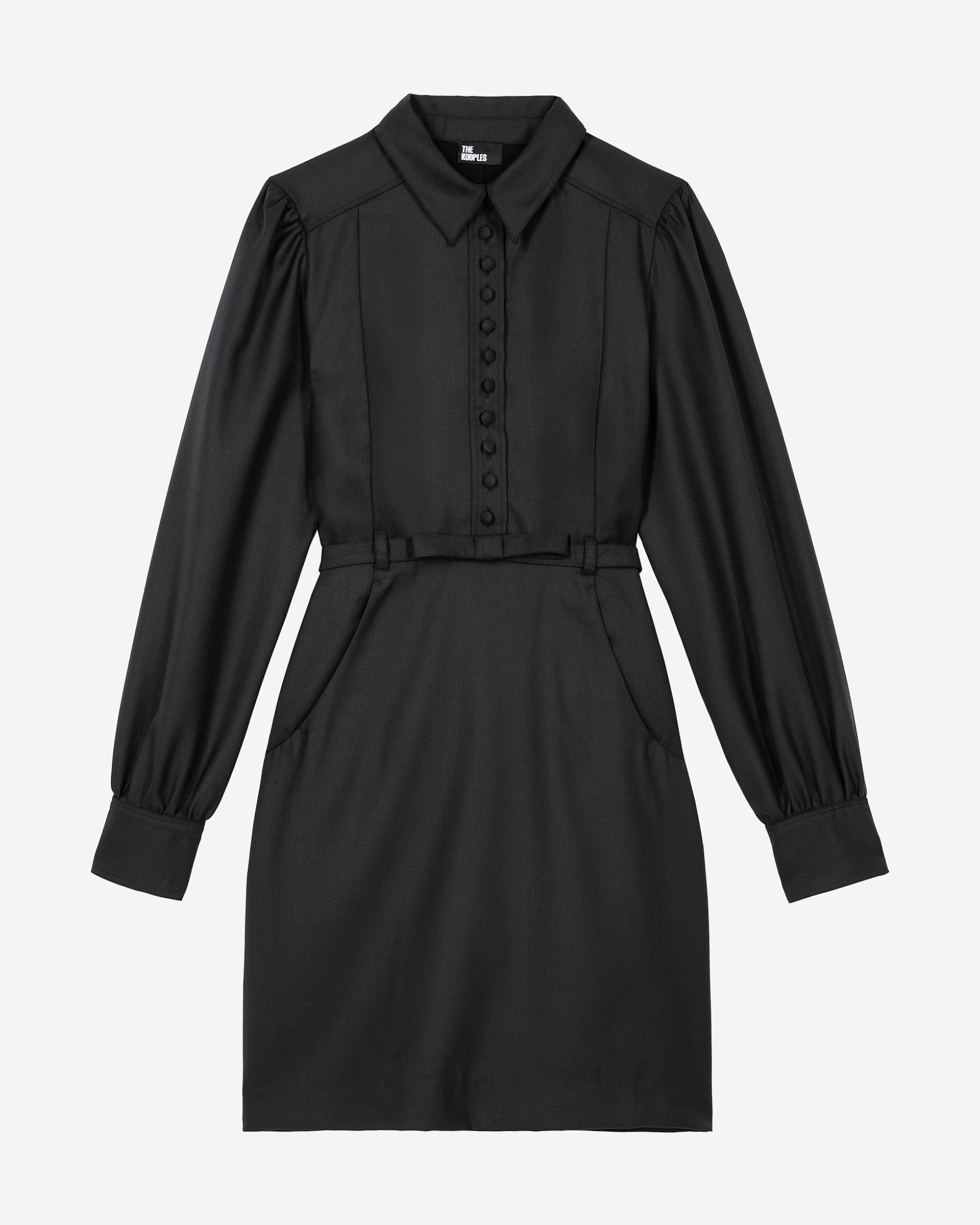 Short black wool-blend dress