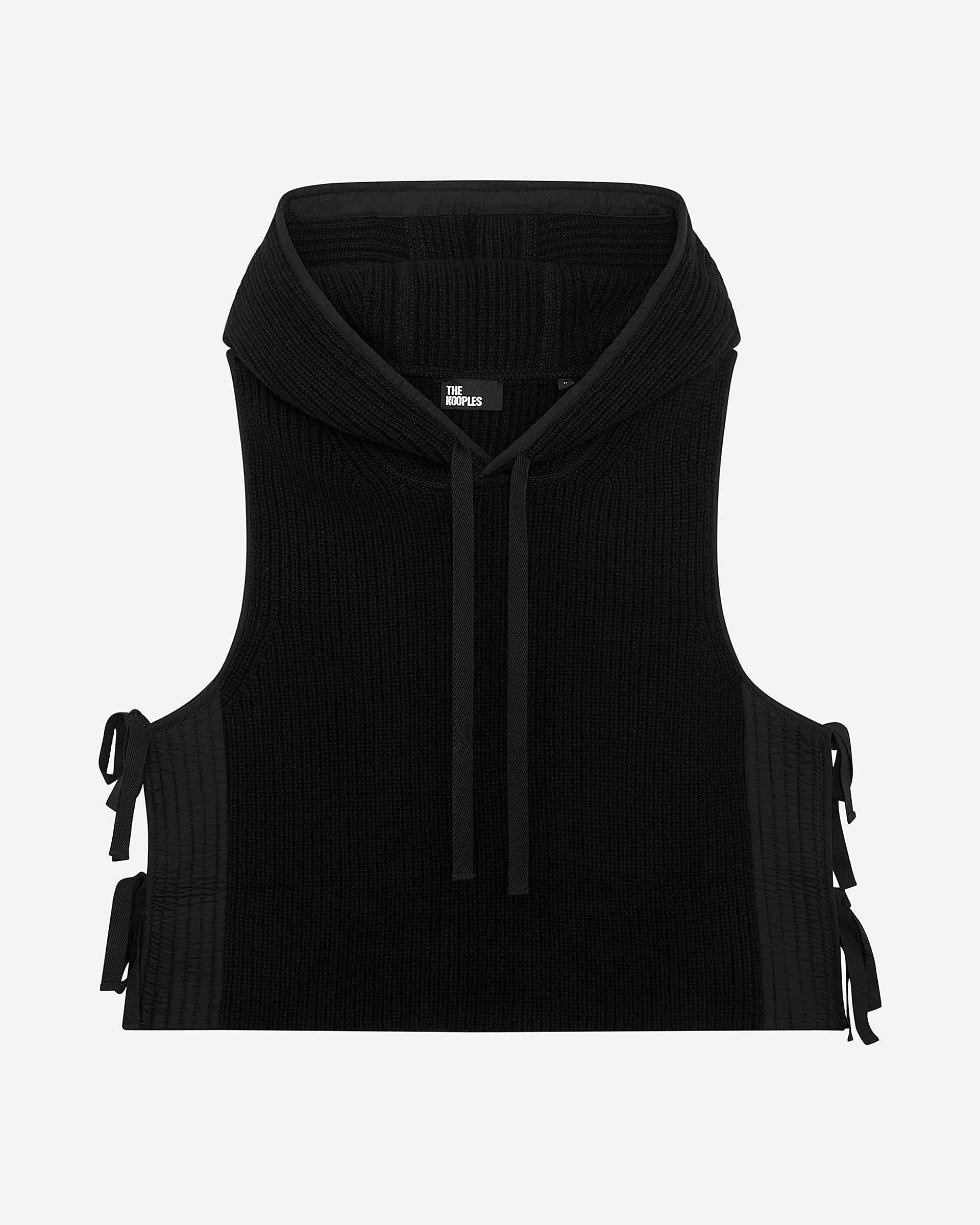 Sleeveless sweater in black wool and cotton