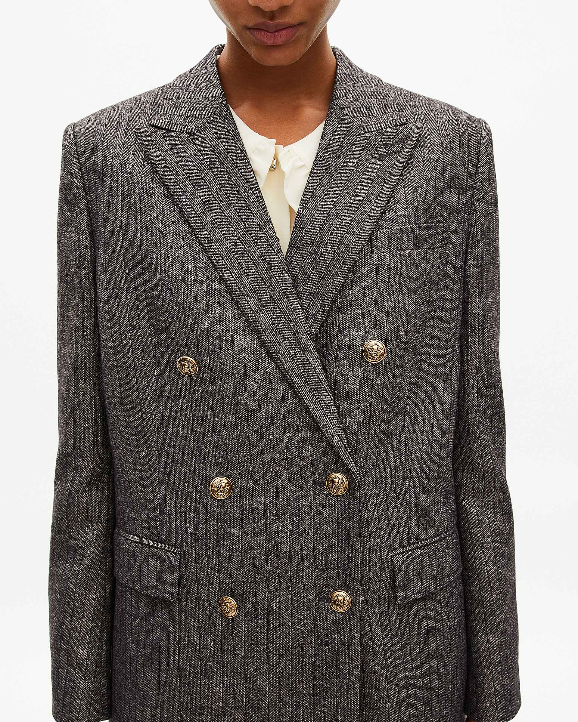 Gold and black lurex herringbone suit jacket
