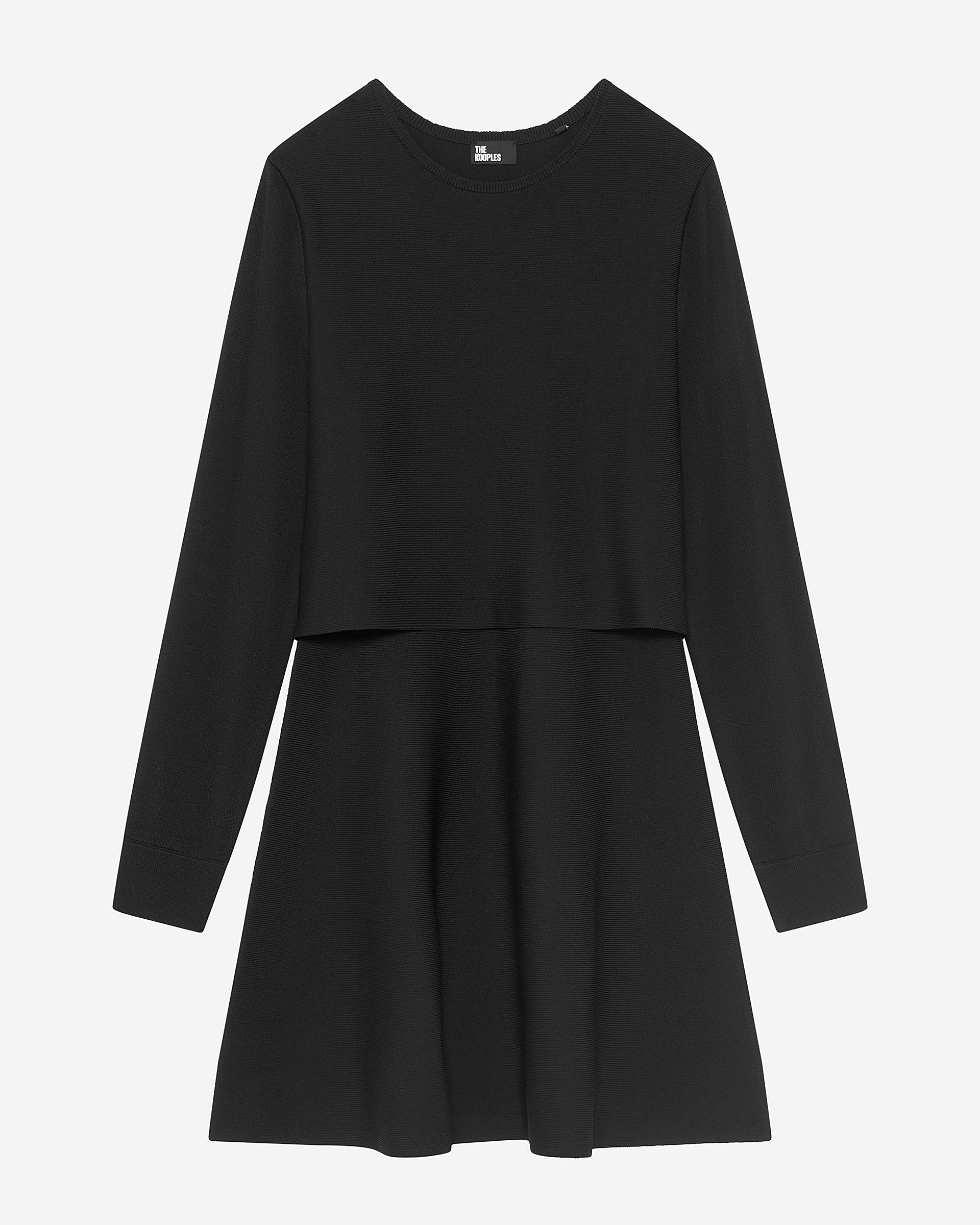 Short trompe l'oeil dress in black mesh