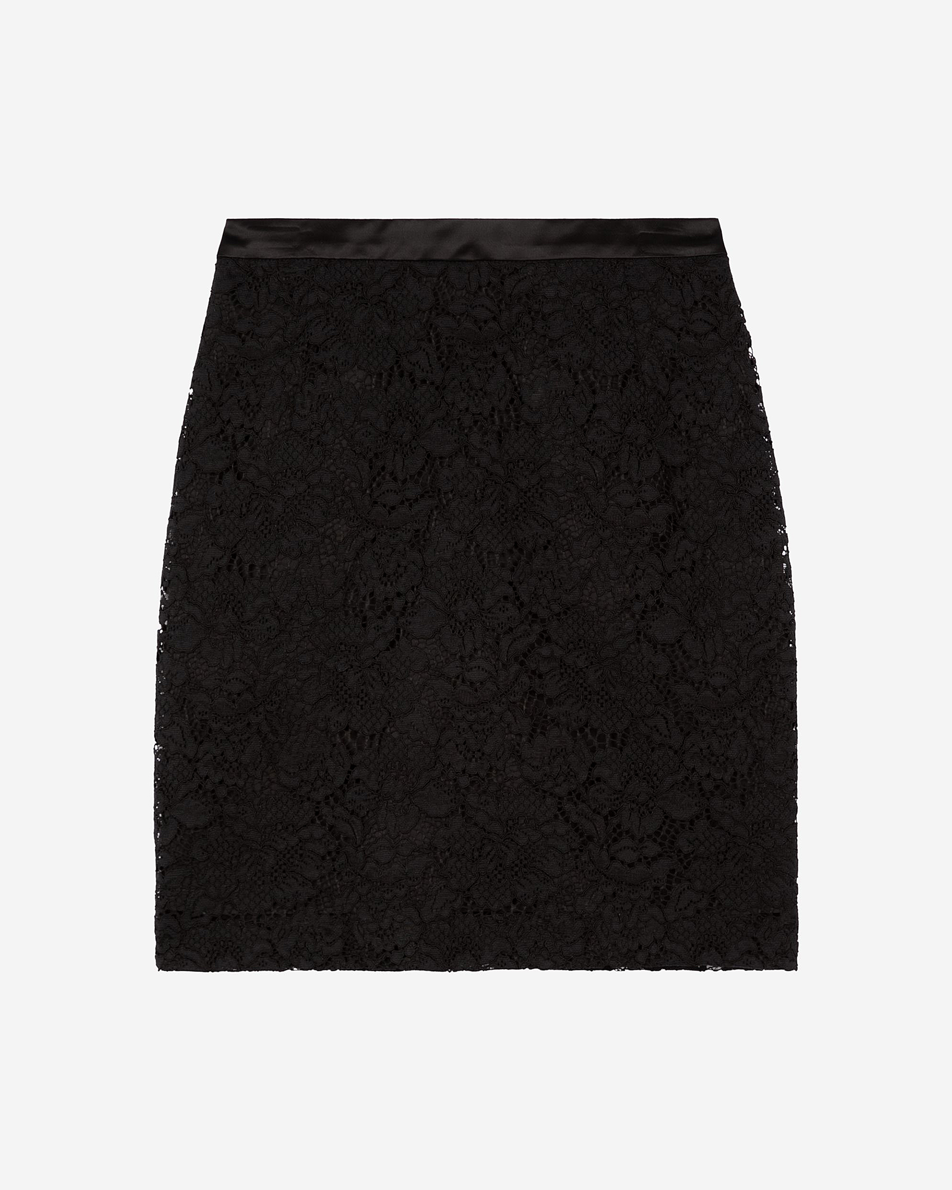 Short black lace skirt