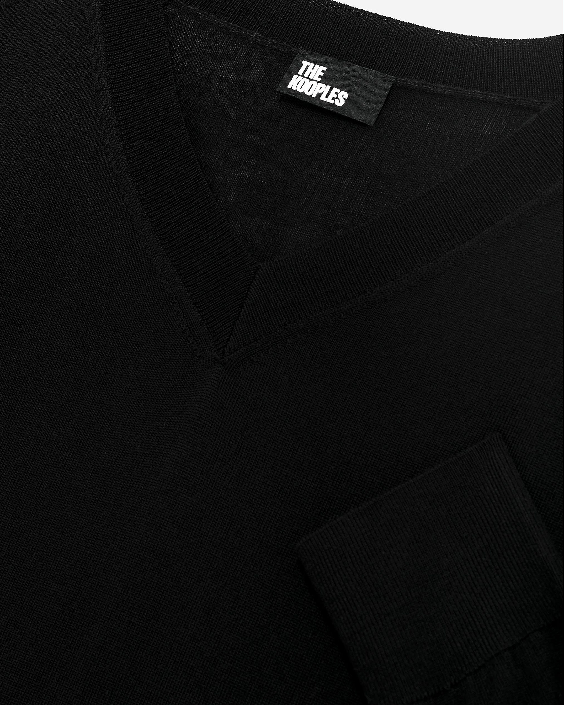 Black merino wool V-neck sweater