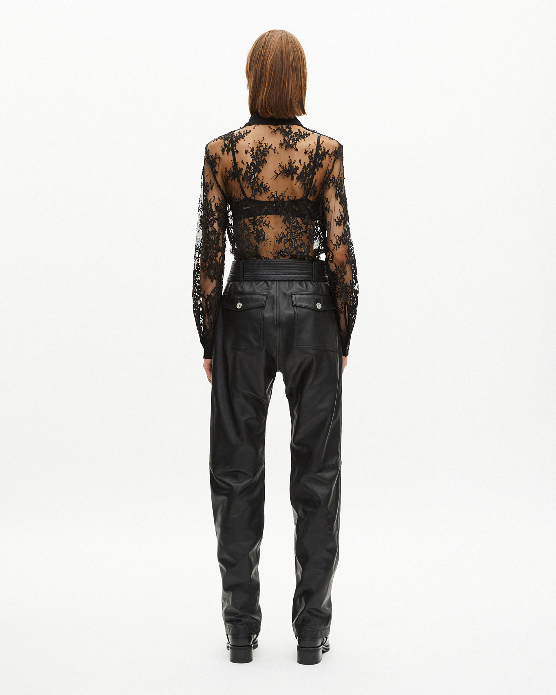 Straight-leg leather pants
