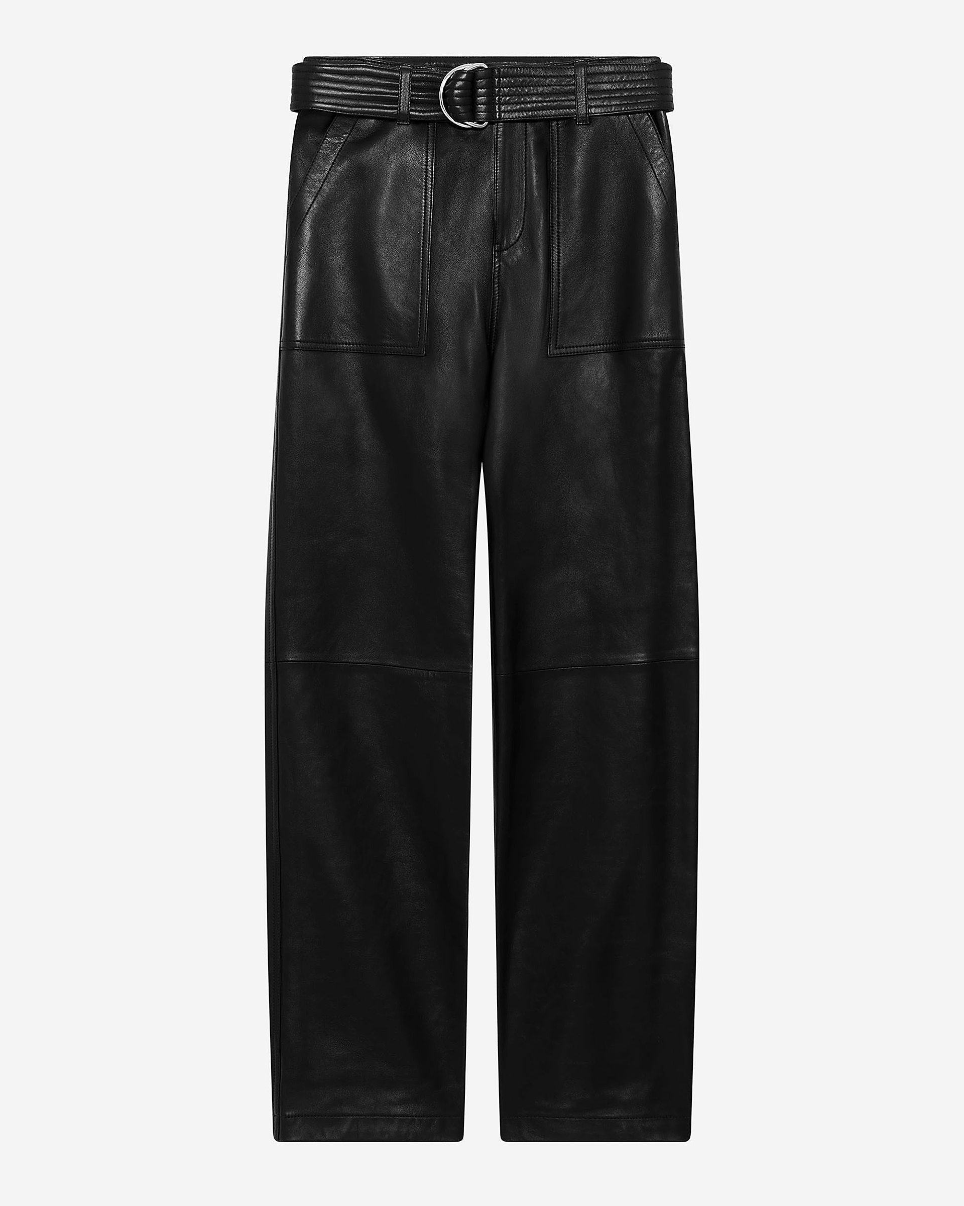 Straight-leg leather pants