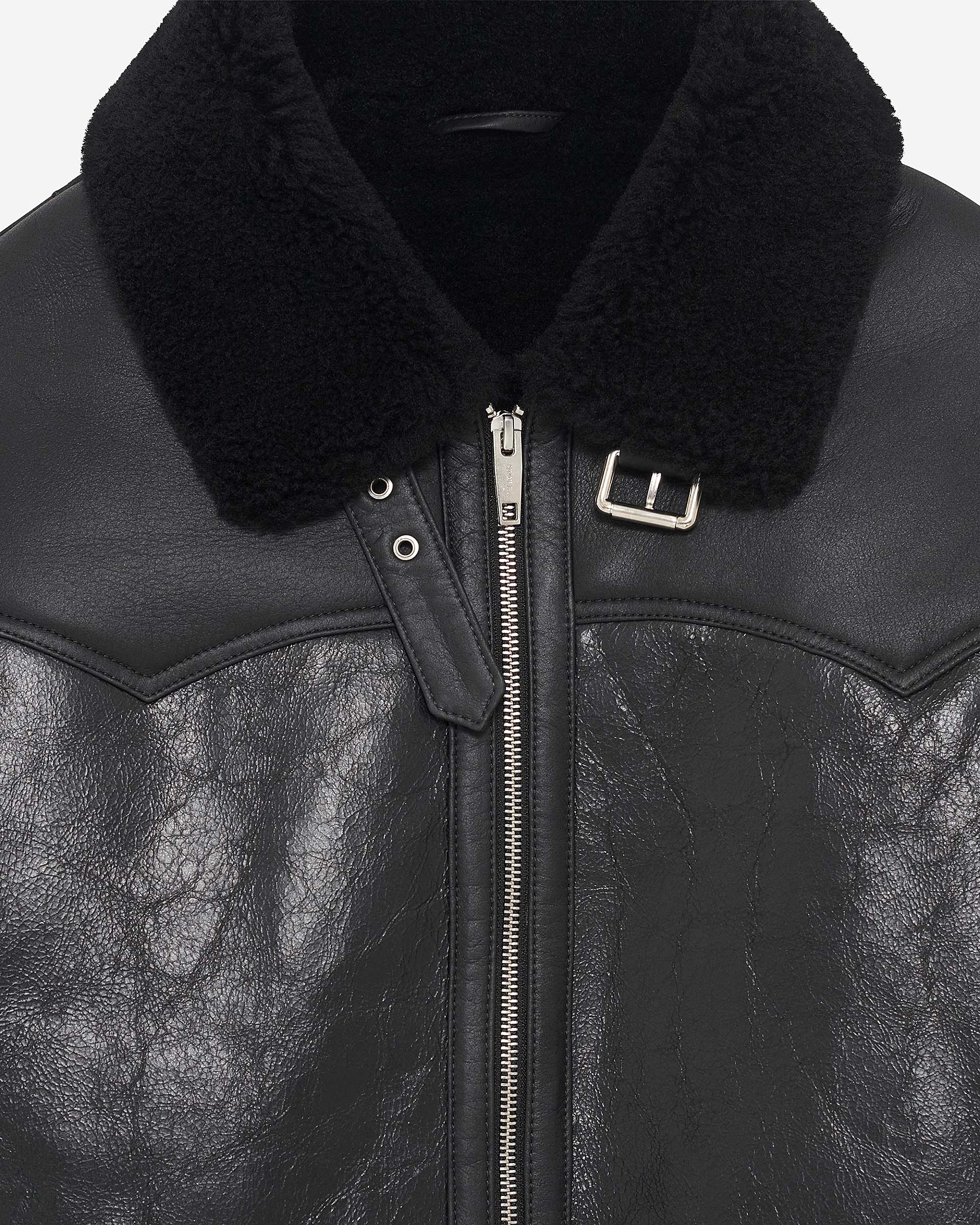 Short black sherpa fleece with sherpa collar