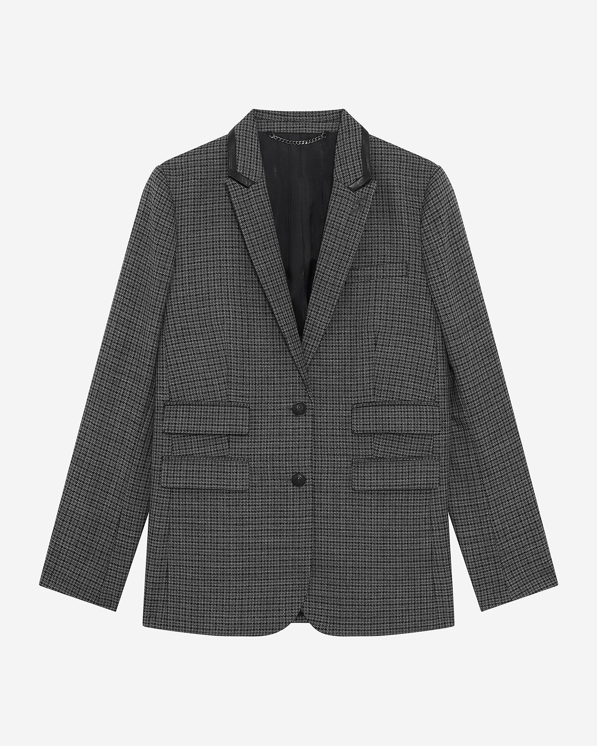 Tailored jacket in black and grey fleece