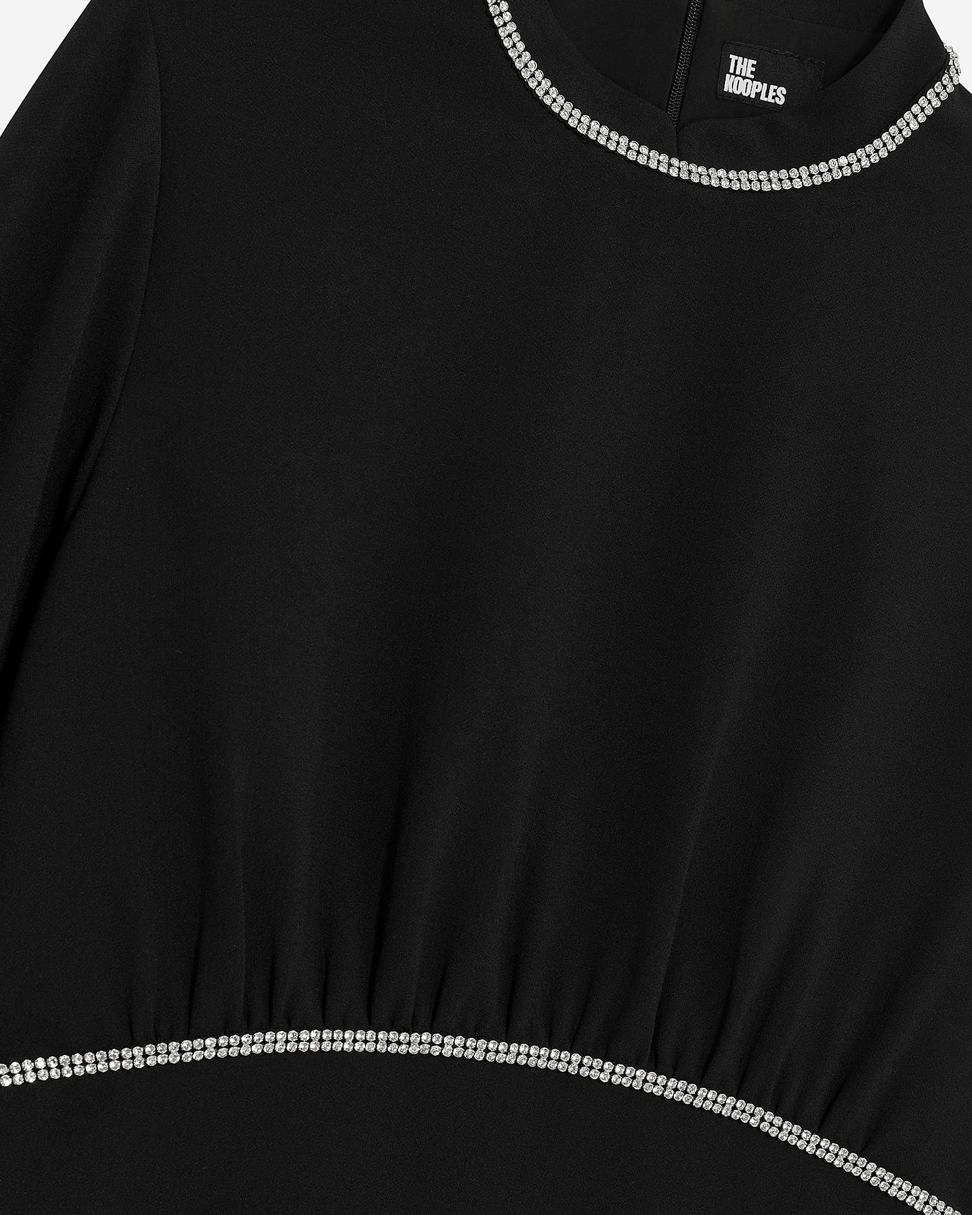 Short dress with black rhinestone details