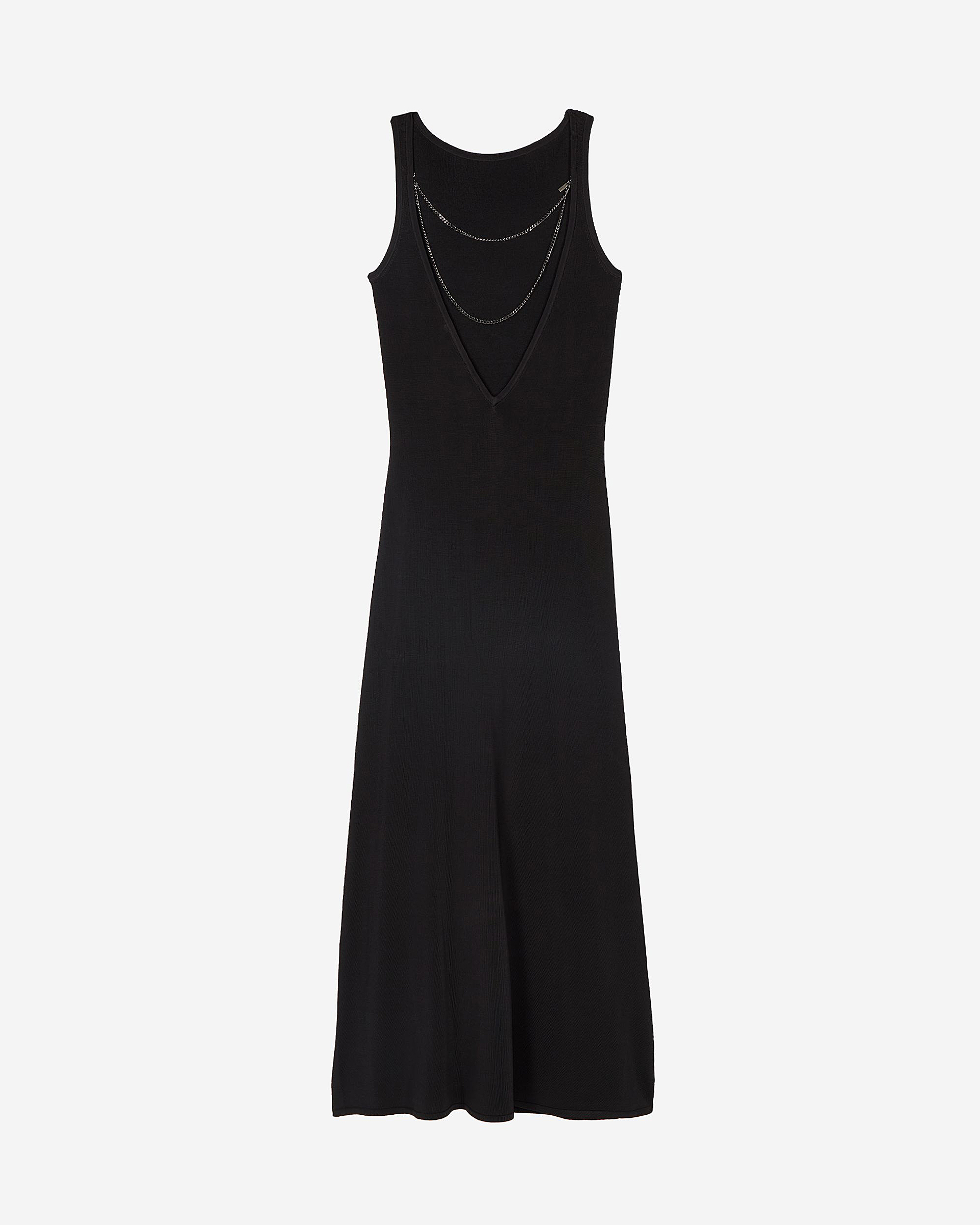 Mesh maxi dress with black chain back