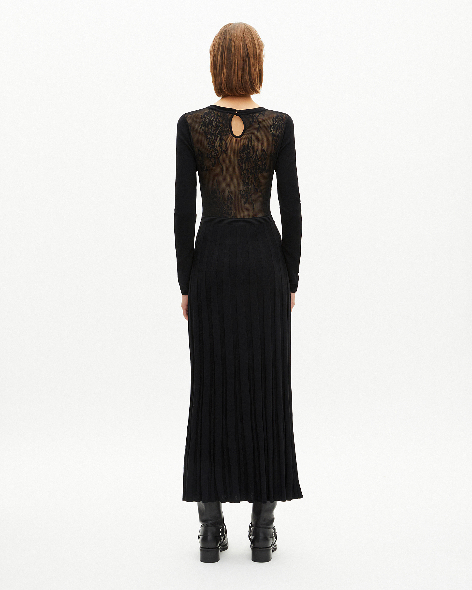 Mesh maxi dress with black lace