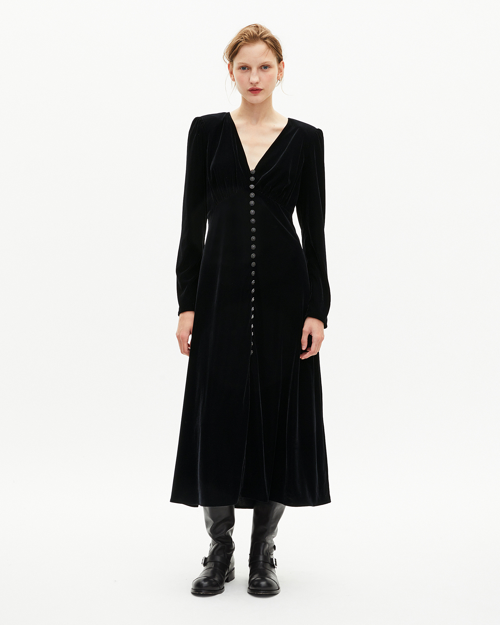 Black velvet maxi dress