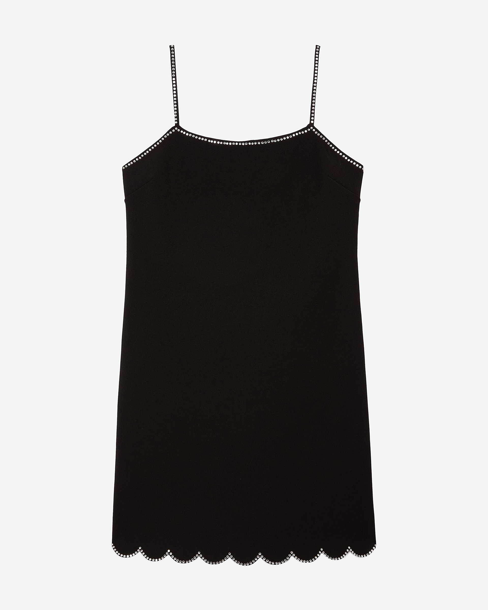 Short dress with black rhinestone details