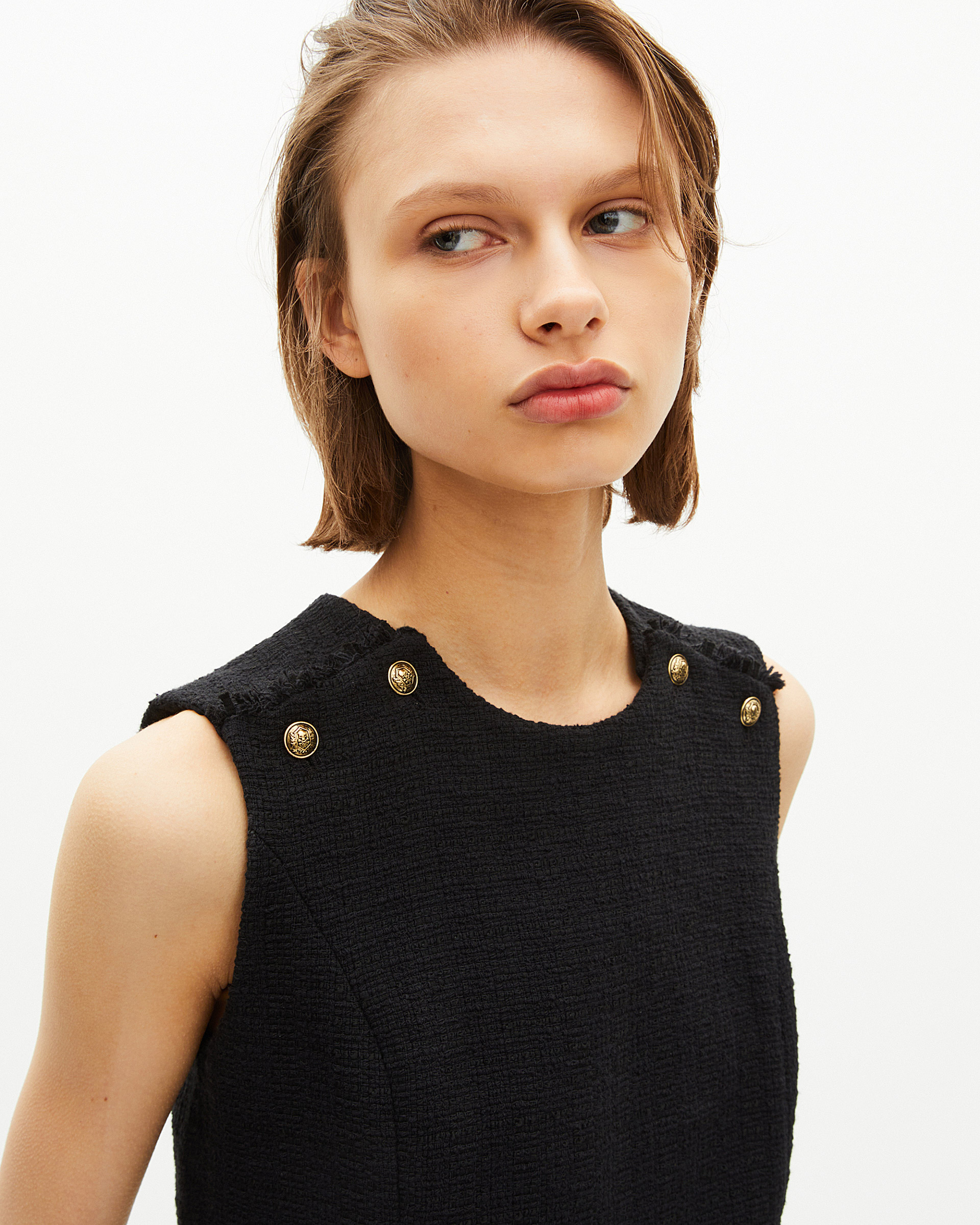 Black tweed top