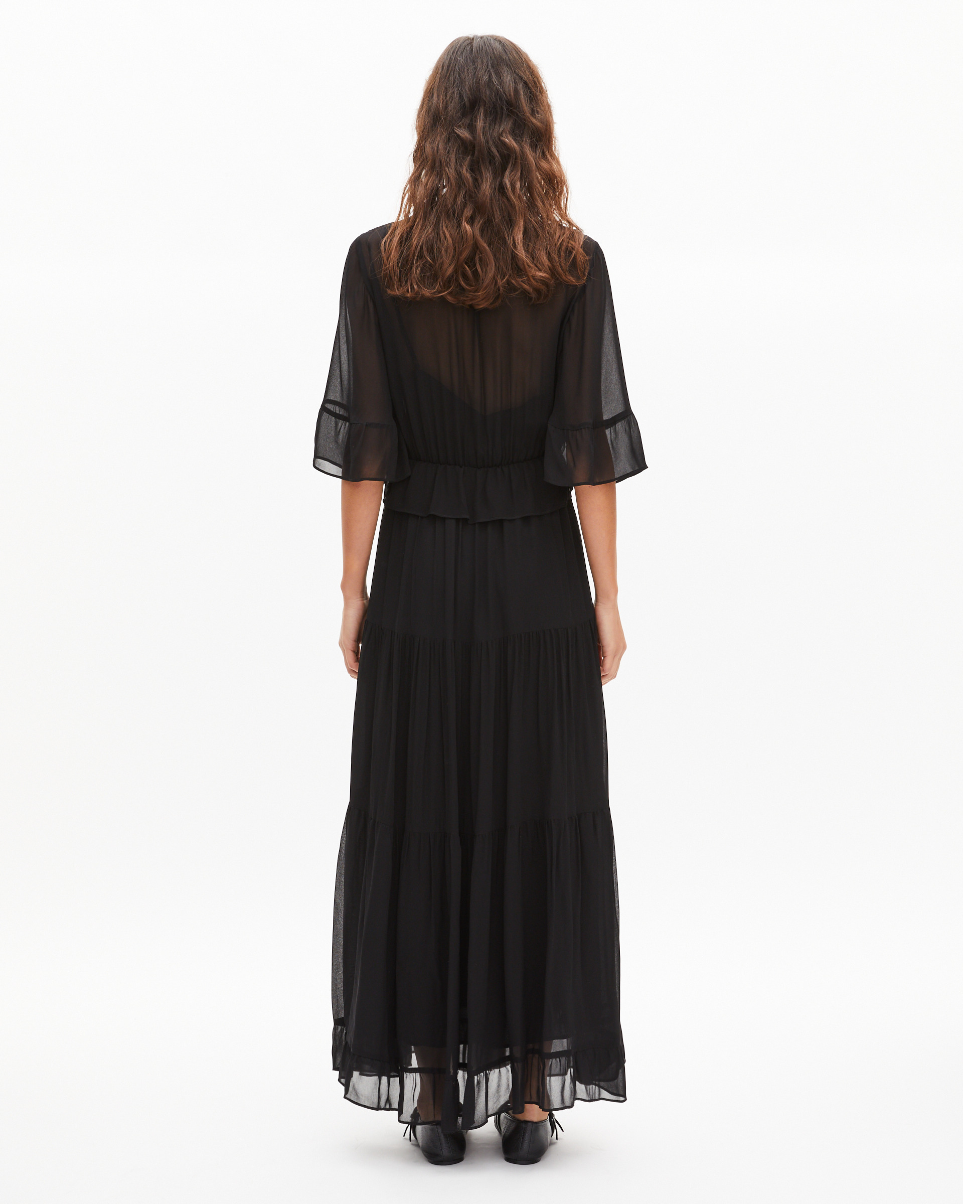 Black ruffled maxi dress