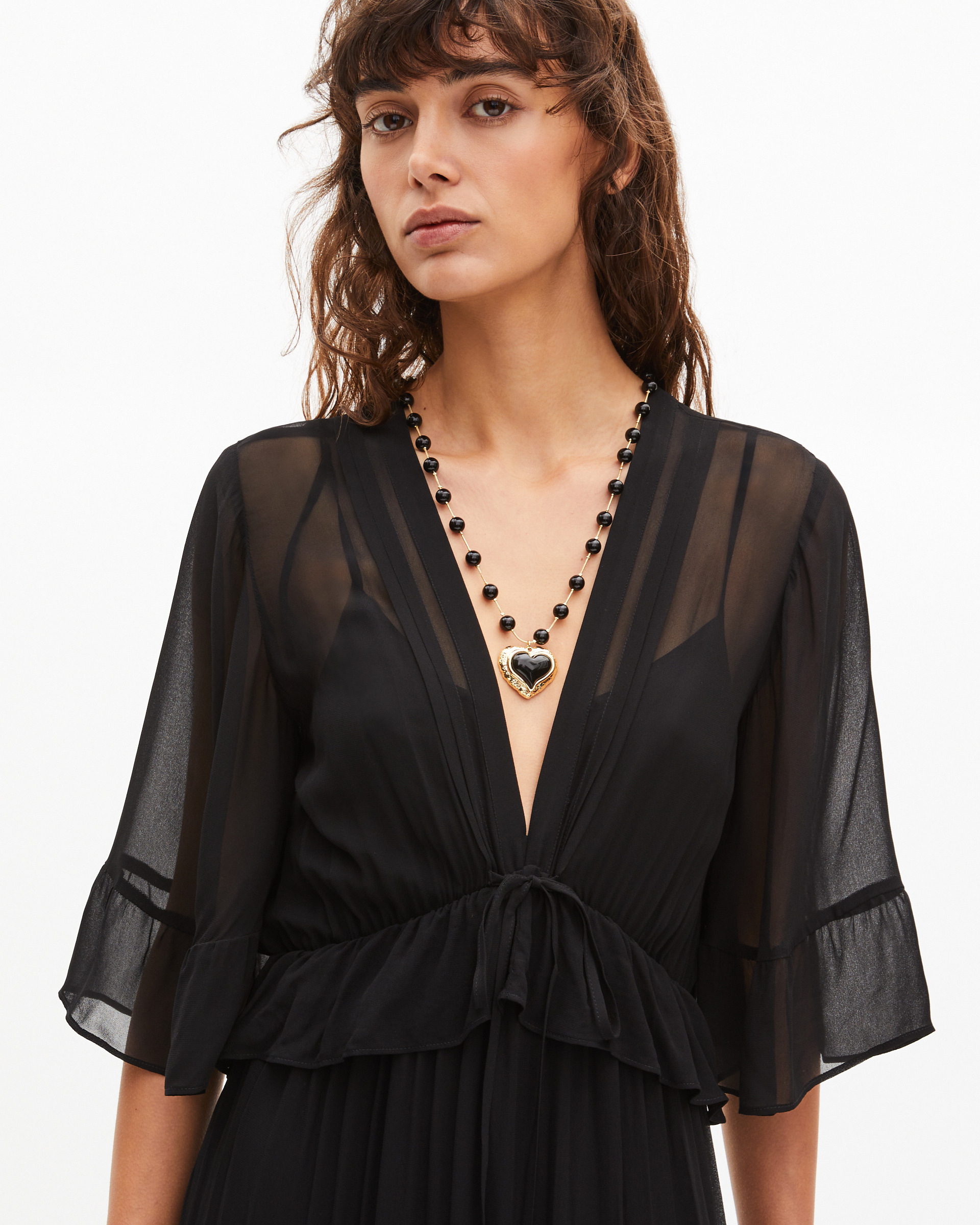 Black ruffled maxi dress