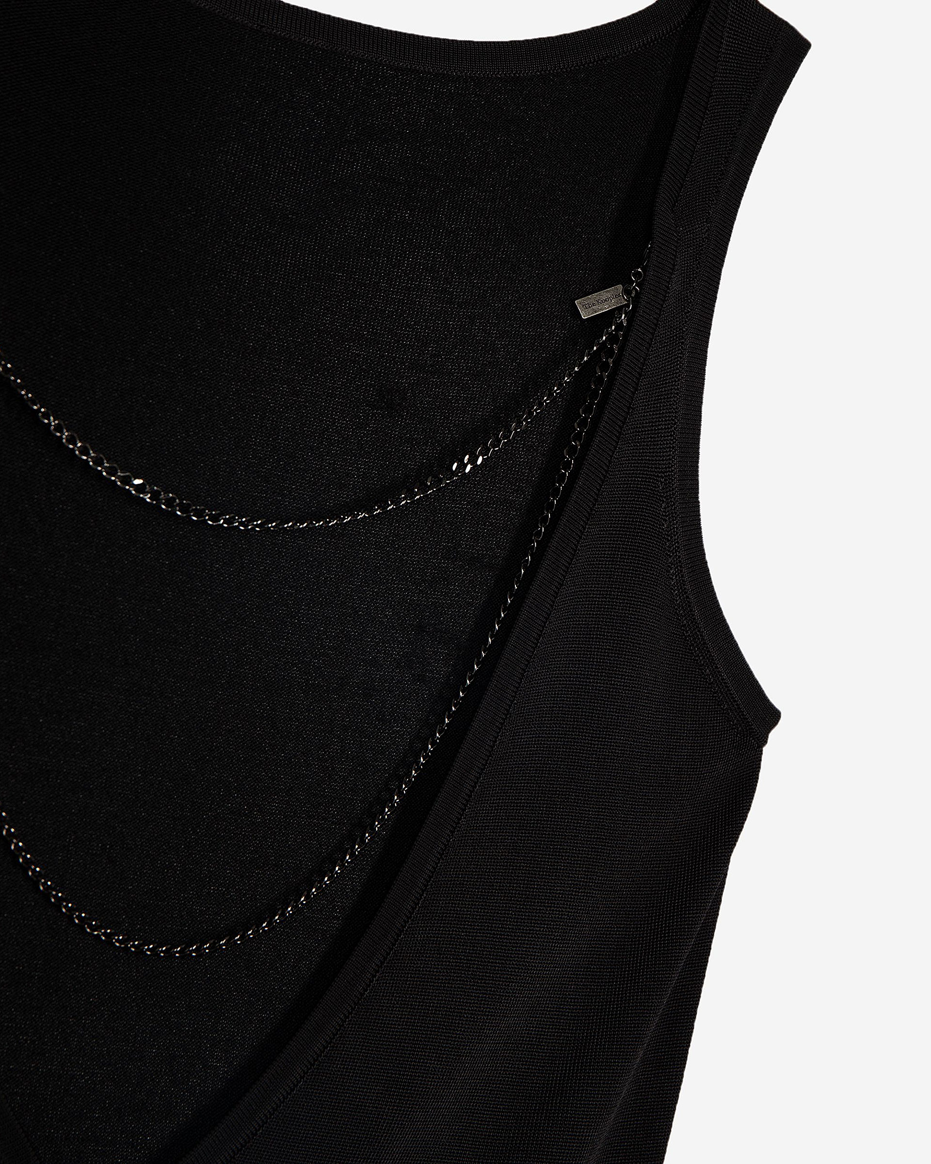 Mesh top with black chains