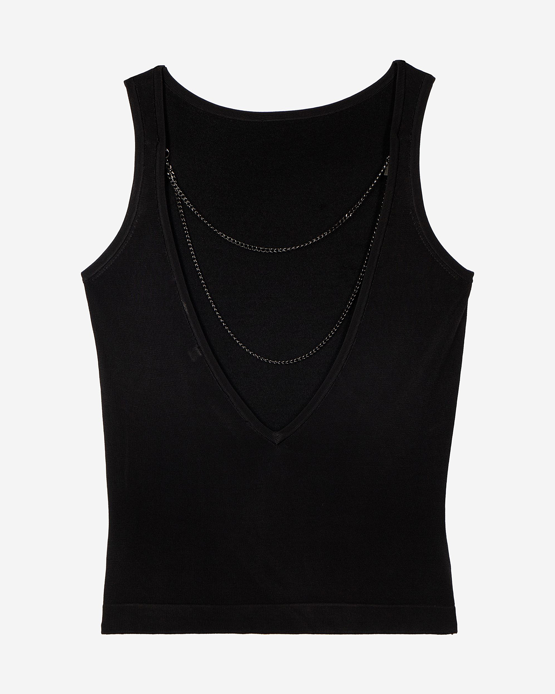 Mesh top with black chains
