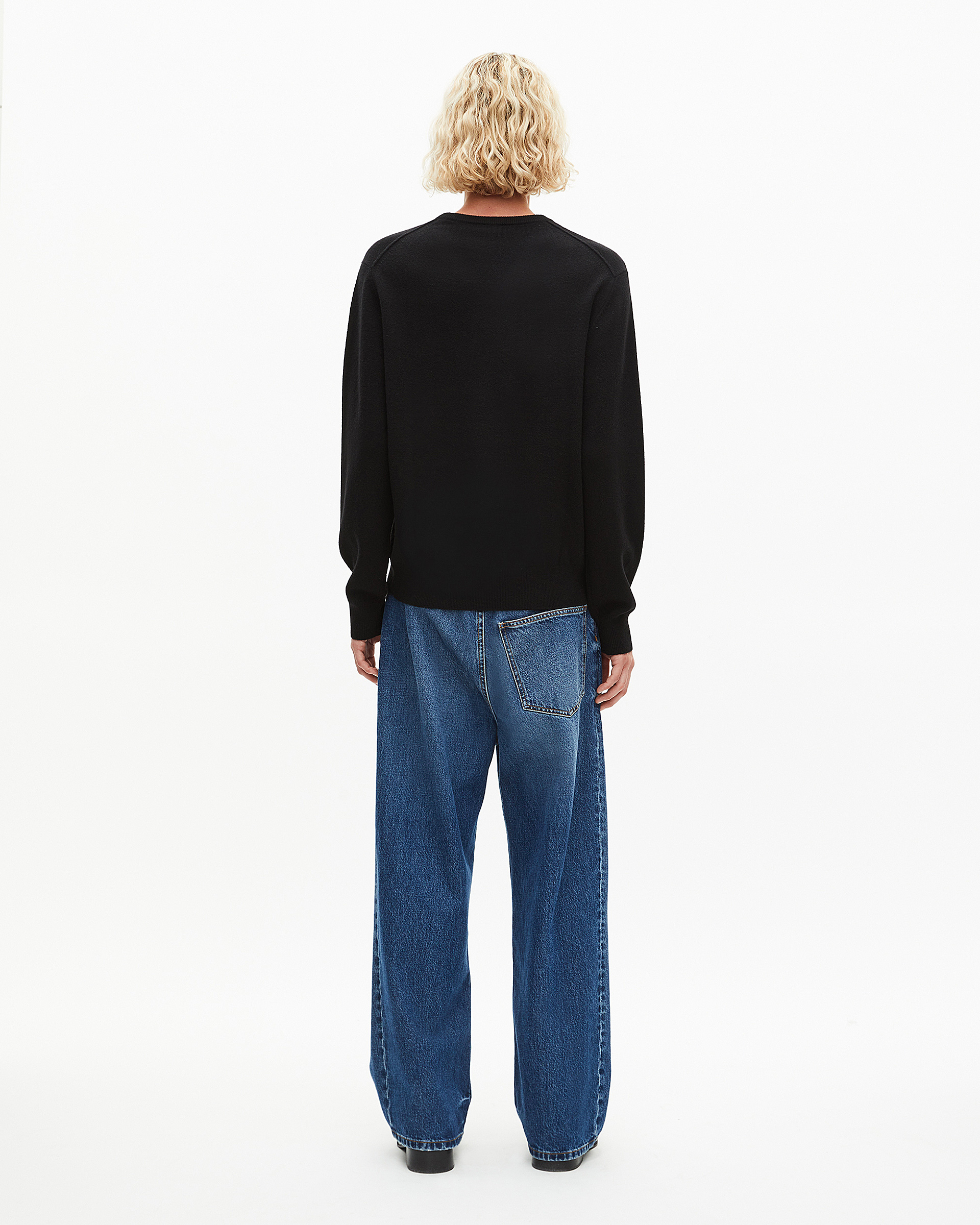 Black cashmere V-neck sweater