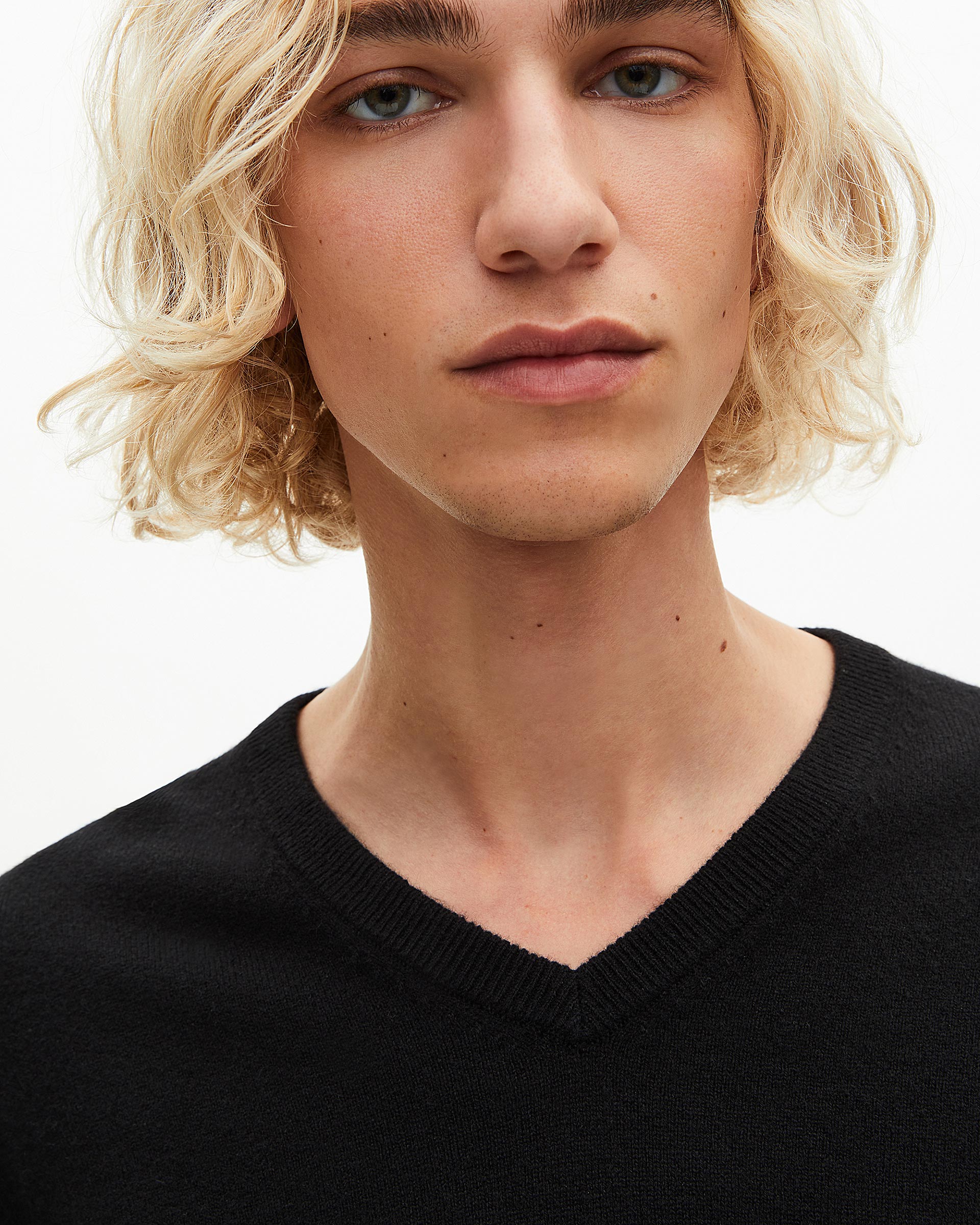Black cashmere V-neck sweater