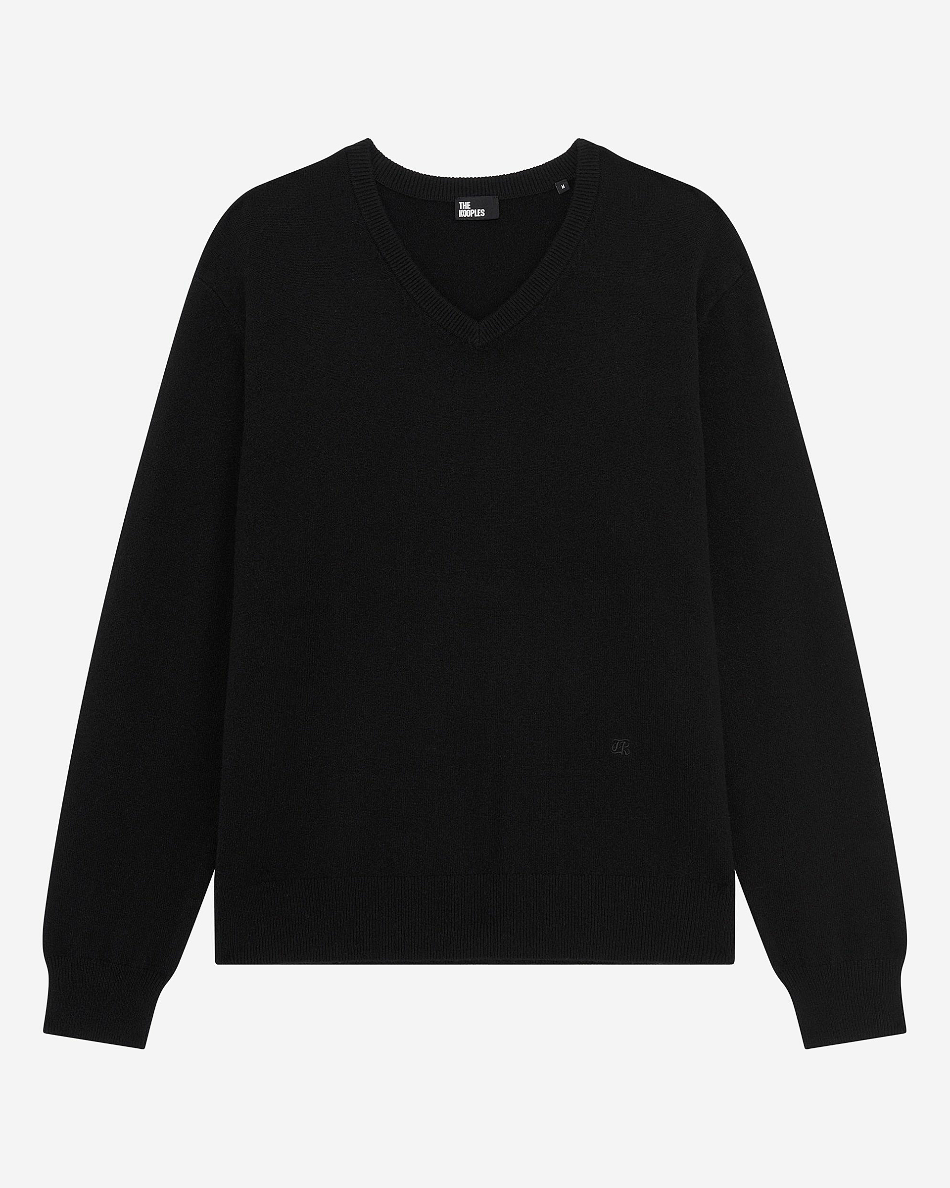 Black cashmere V-neck sweater