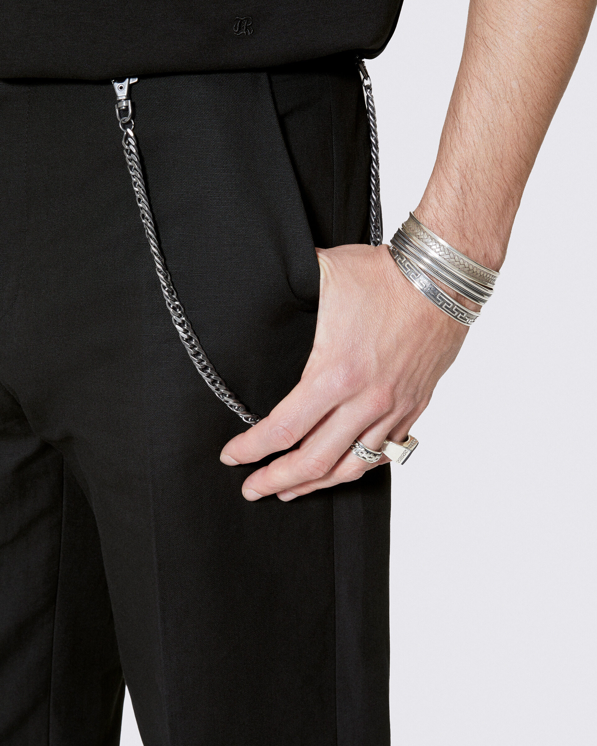 Black wide-leg chain pants
