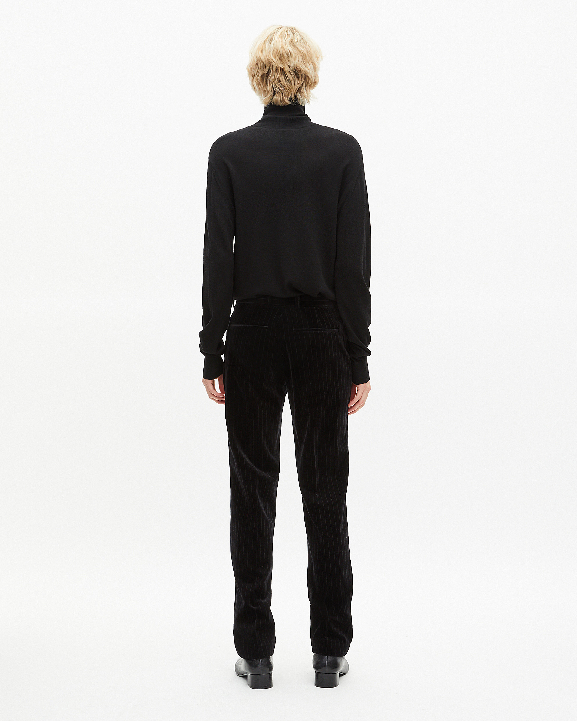 Straight black velvet suit pants