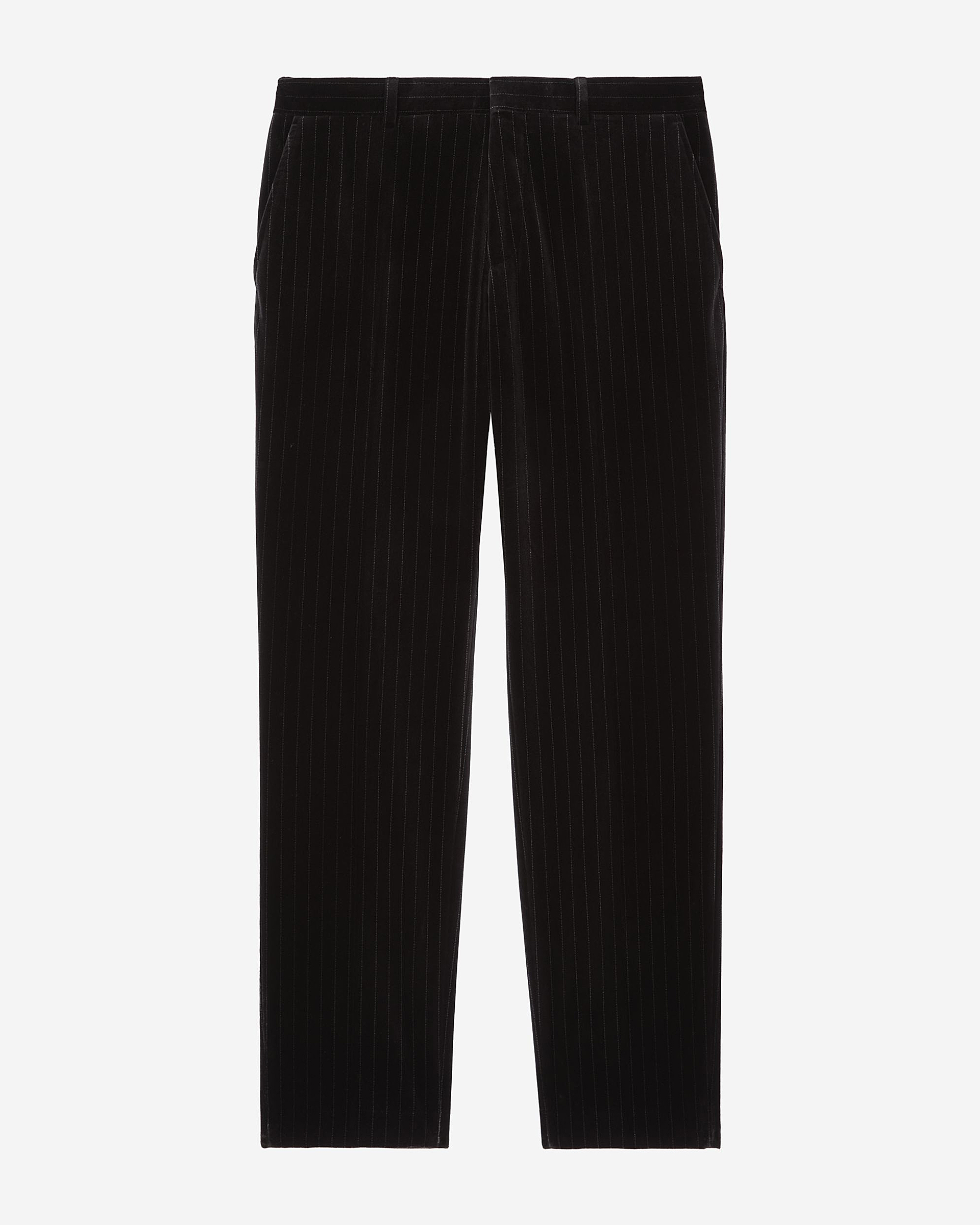 Straight black velvet suit pants