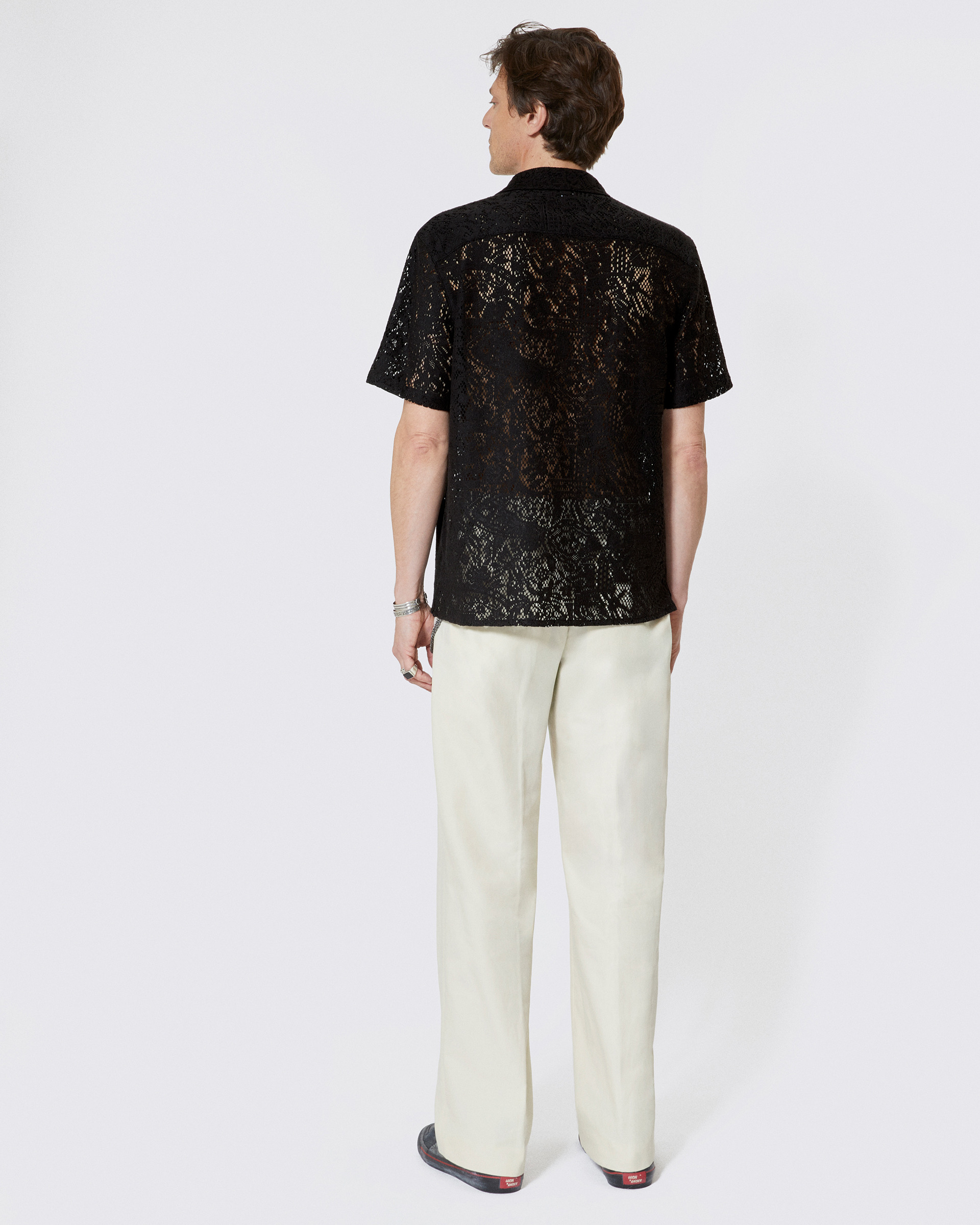 Black lace short-sleeve shirt