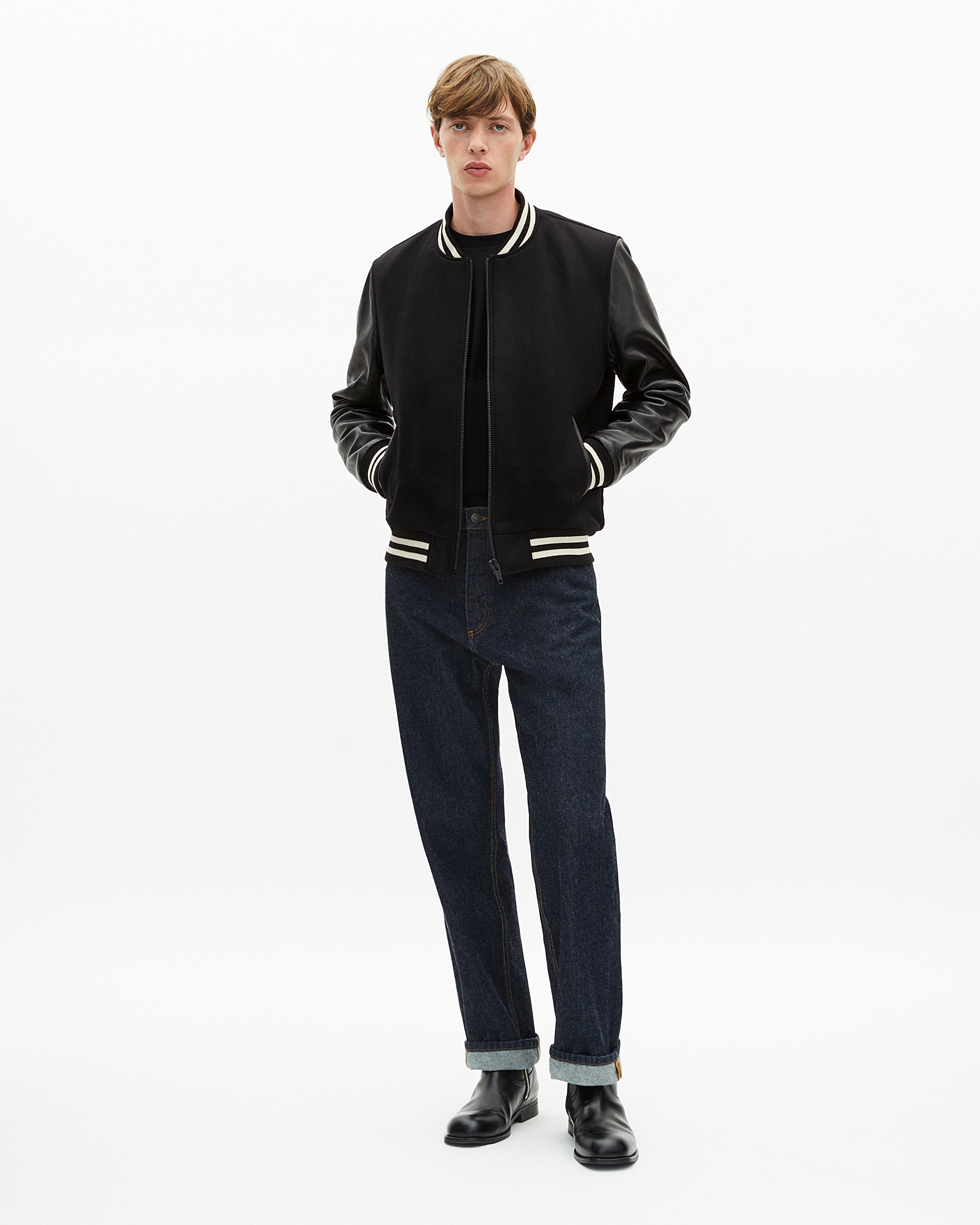 Black varsity wool jacket