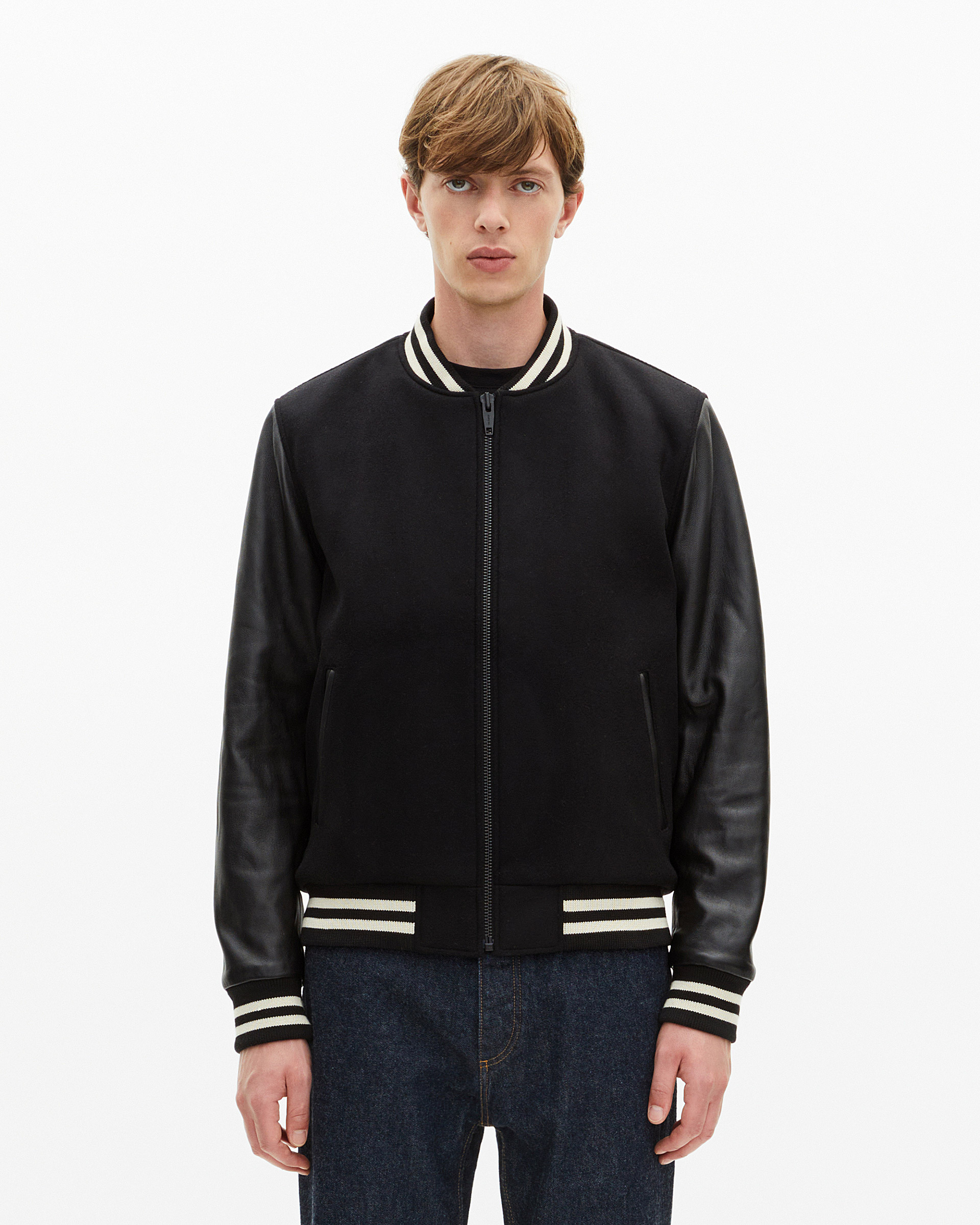 Black varsity wool jacket