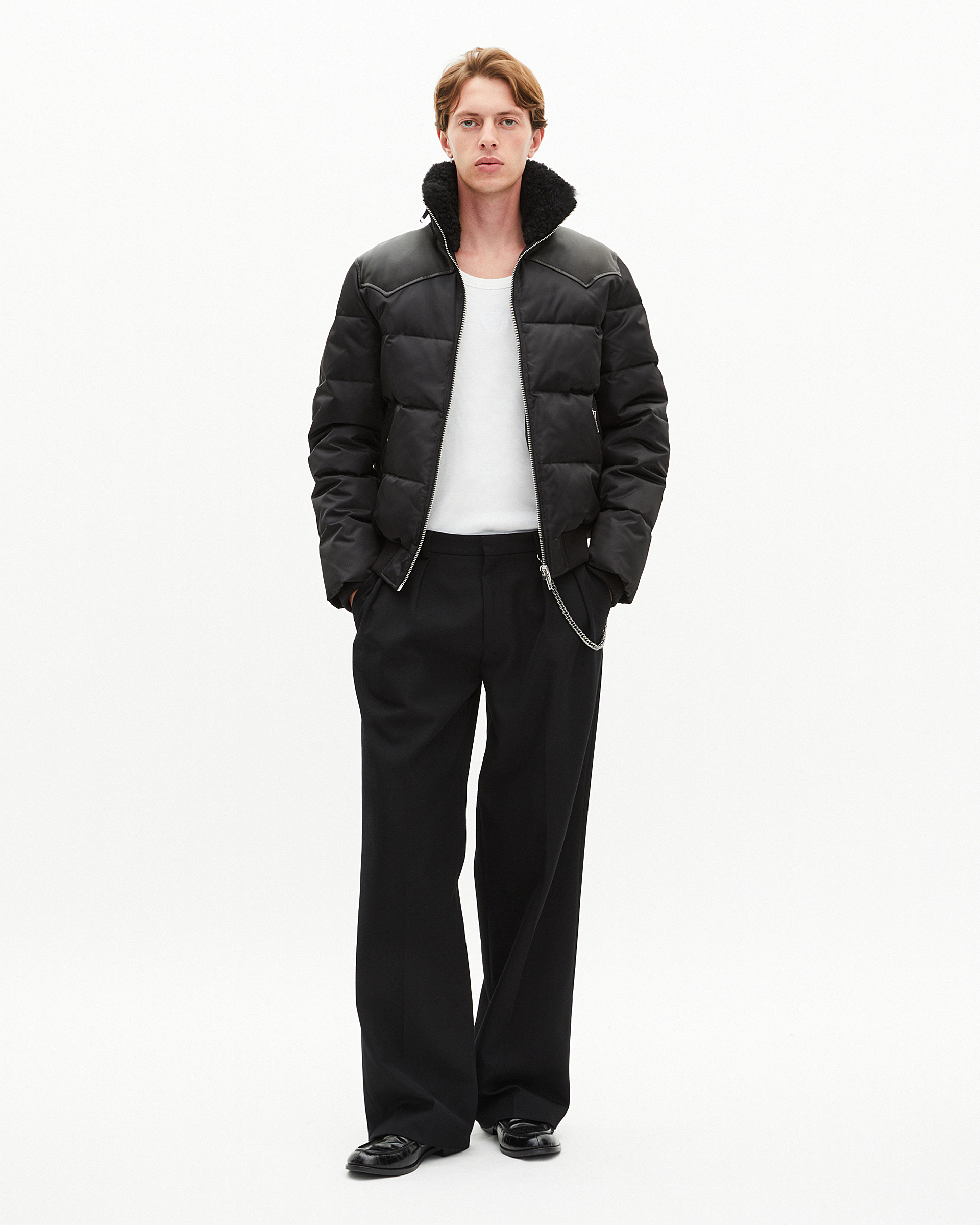 Black water-repellent down jacket