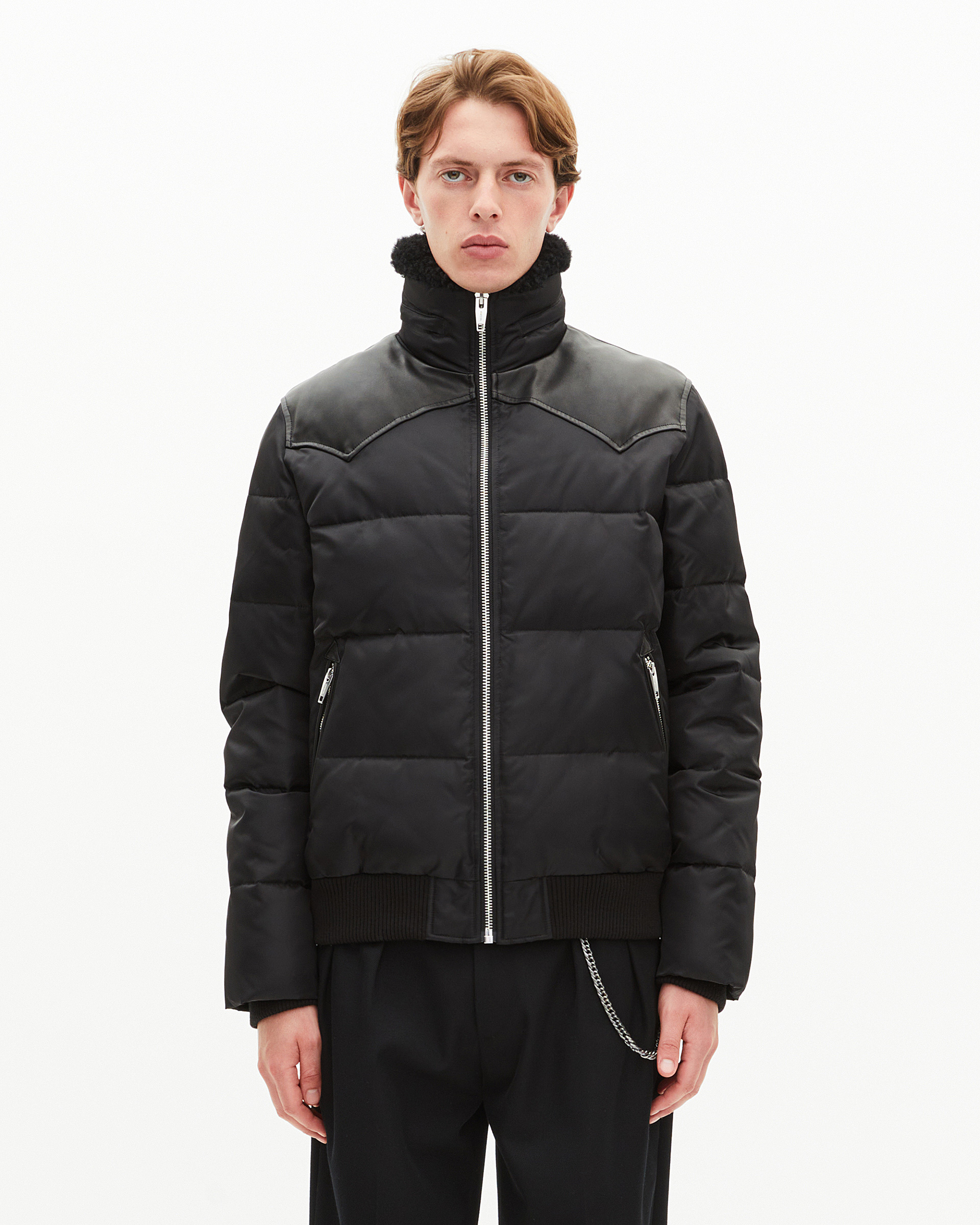 Black water-repellent down jacket