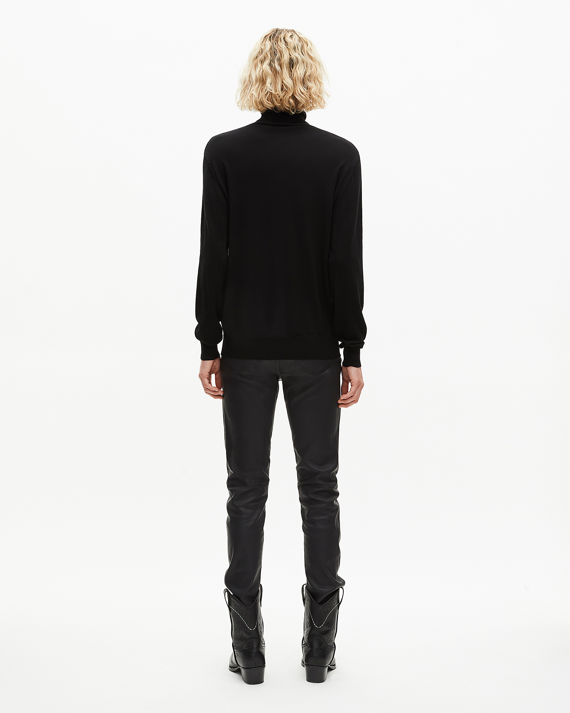 Black merino wool turtleneck sweater
