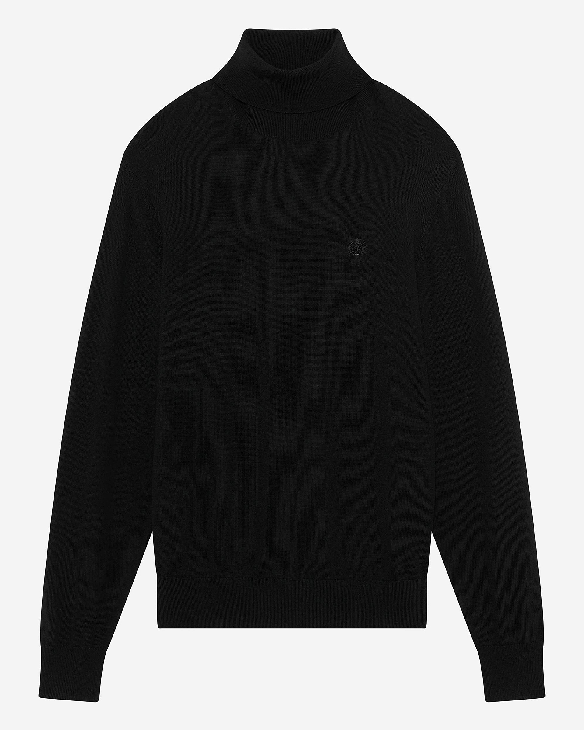 Black merino wool turtleneck sweater