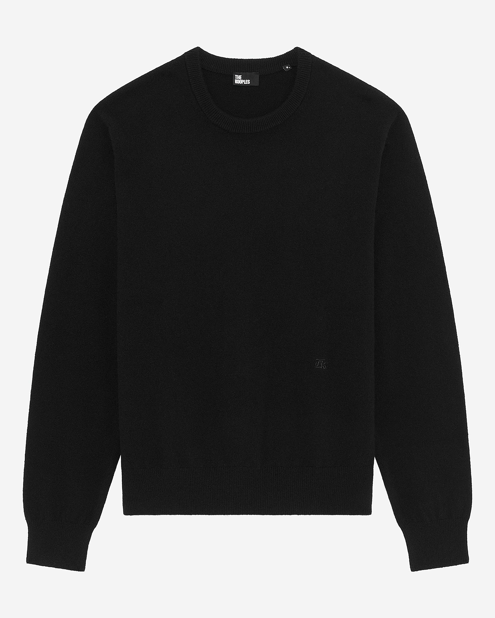 Black cashmere round-neck sweater