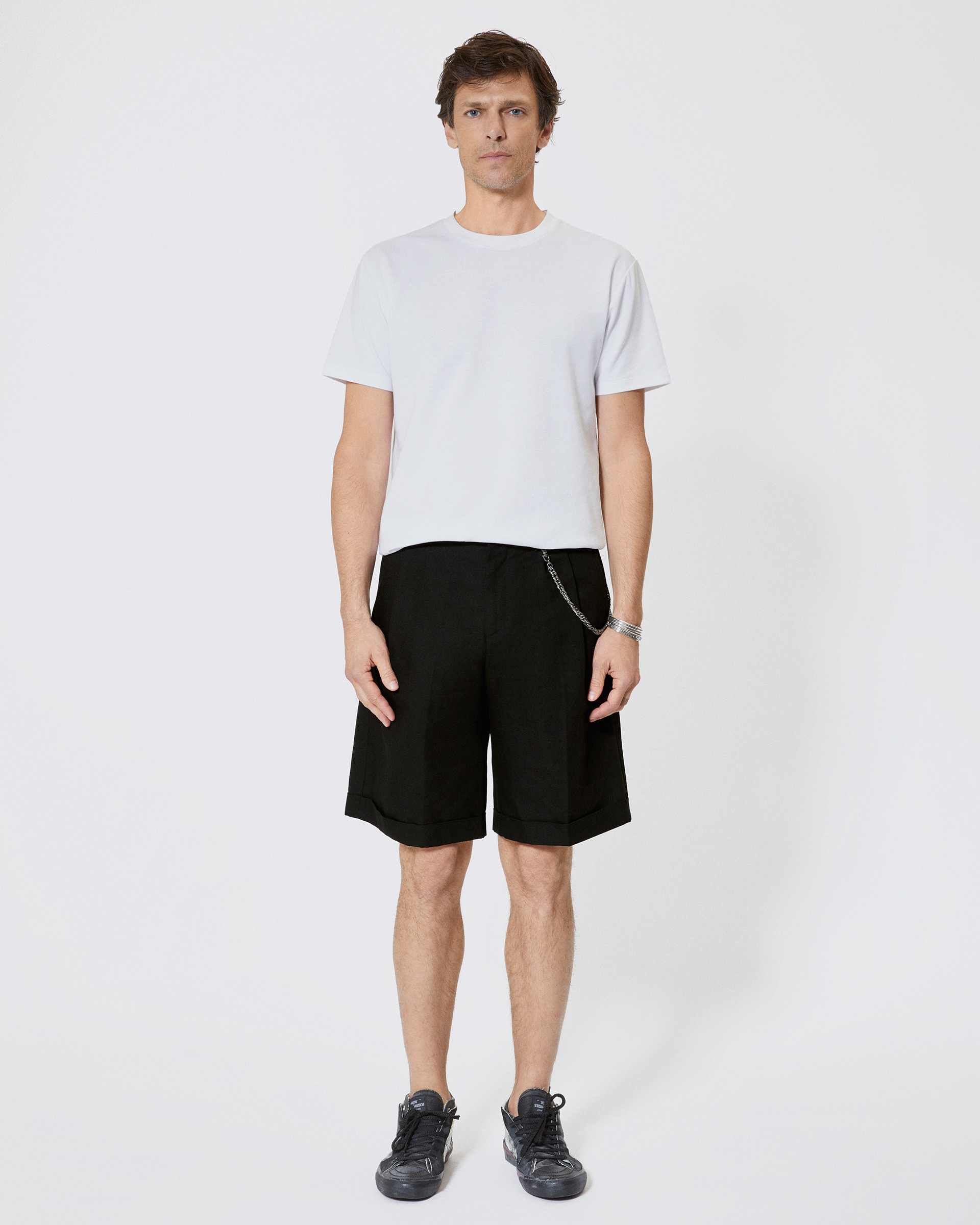 Black chain dart shorts