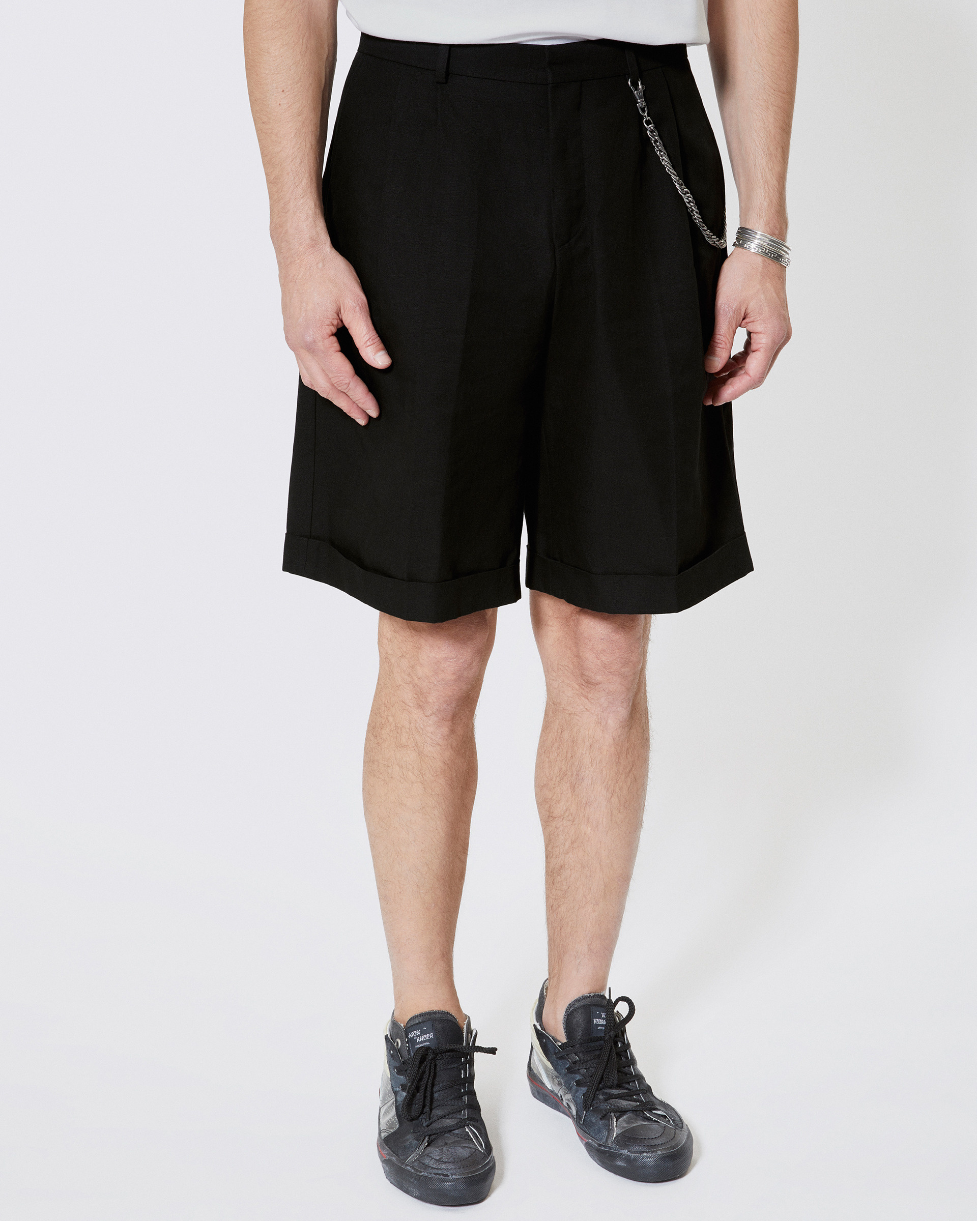 Black chain dart shorts