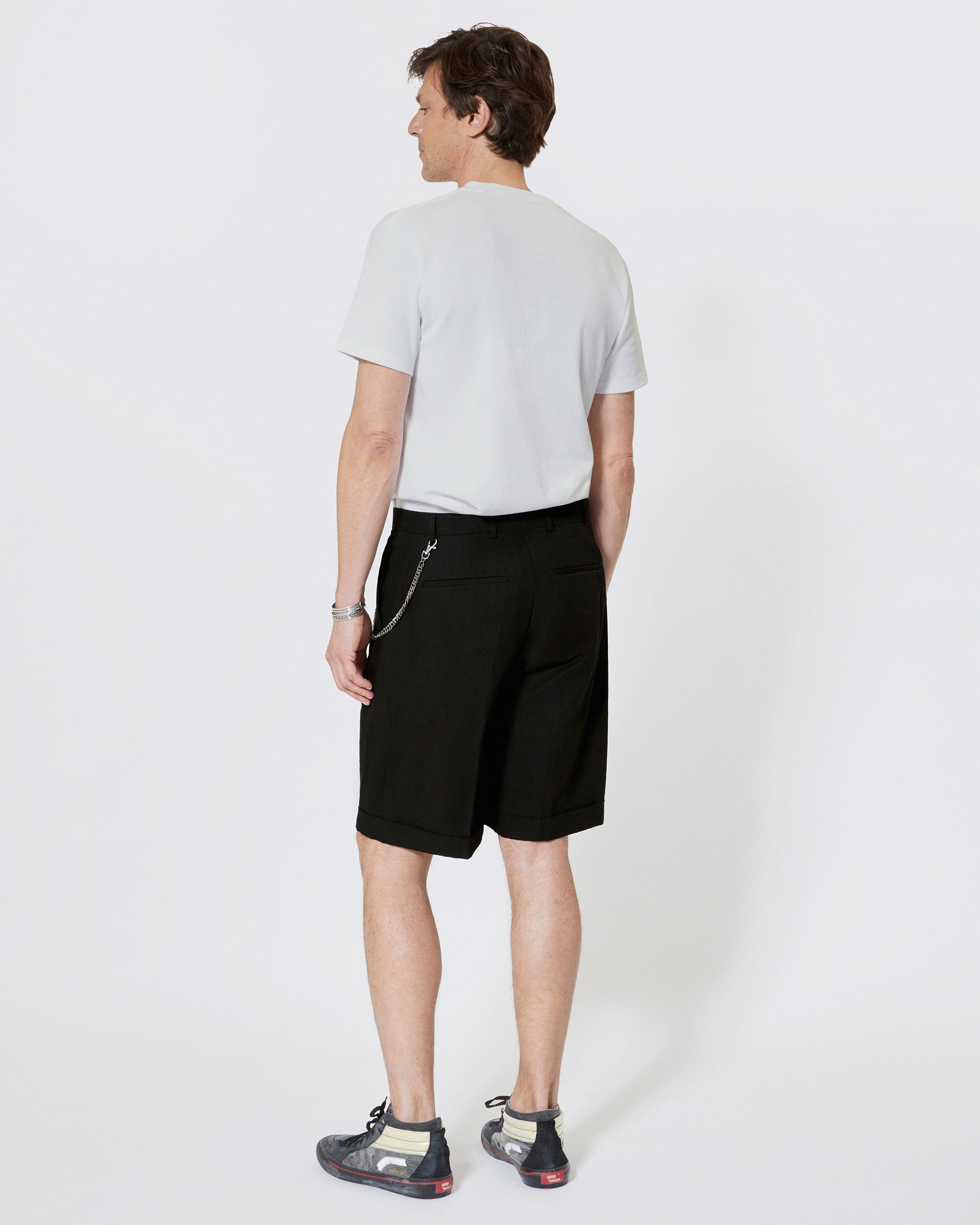 Black chain dart shorts