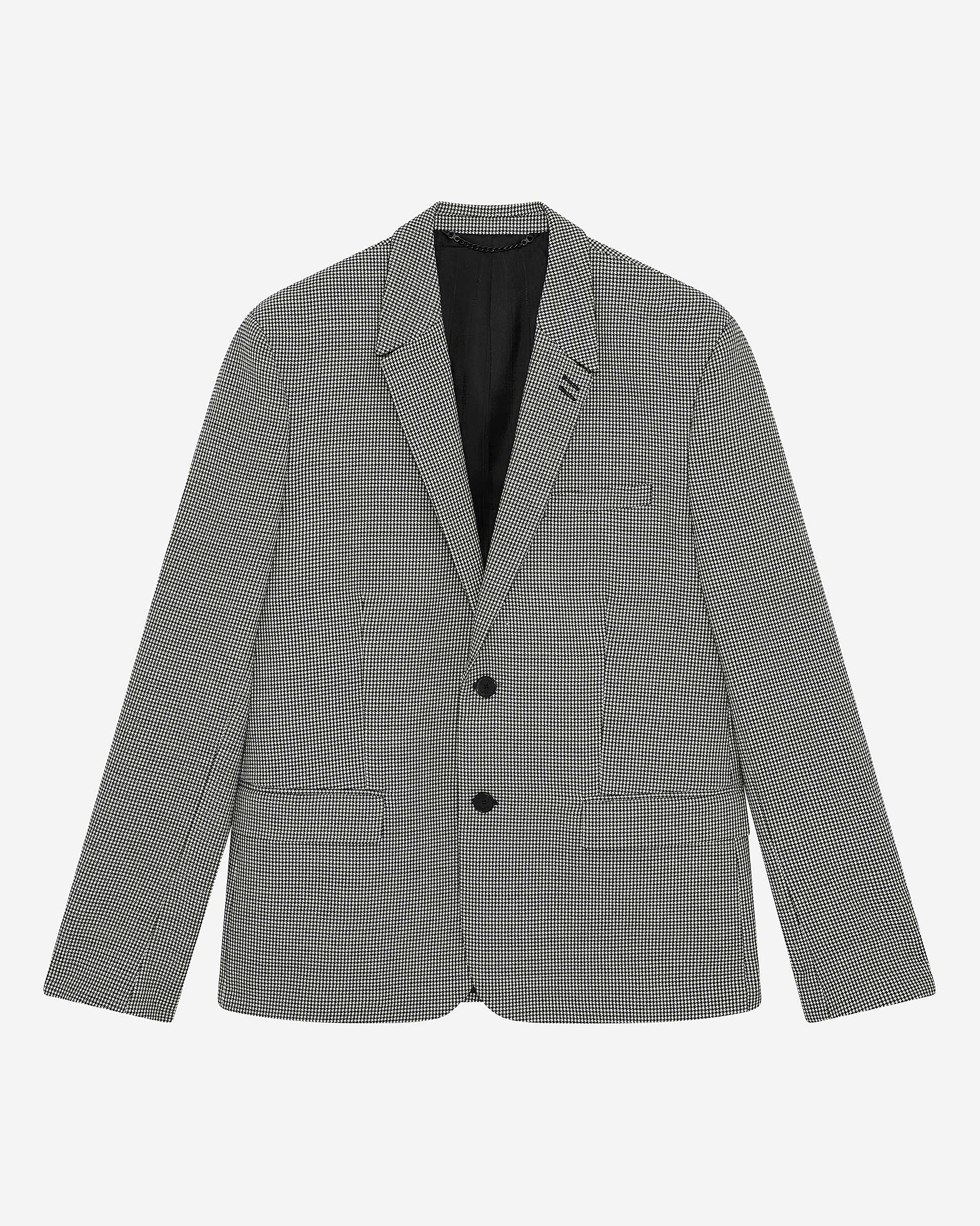 Black and white houndstooth suit jacket