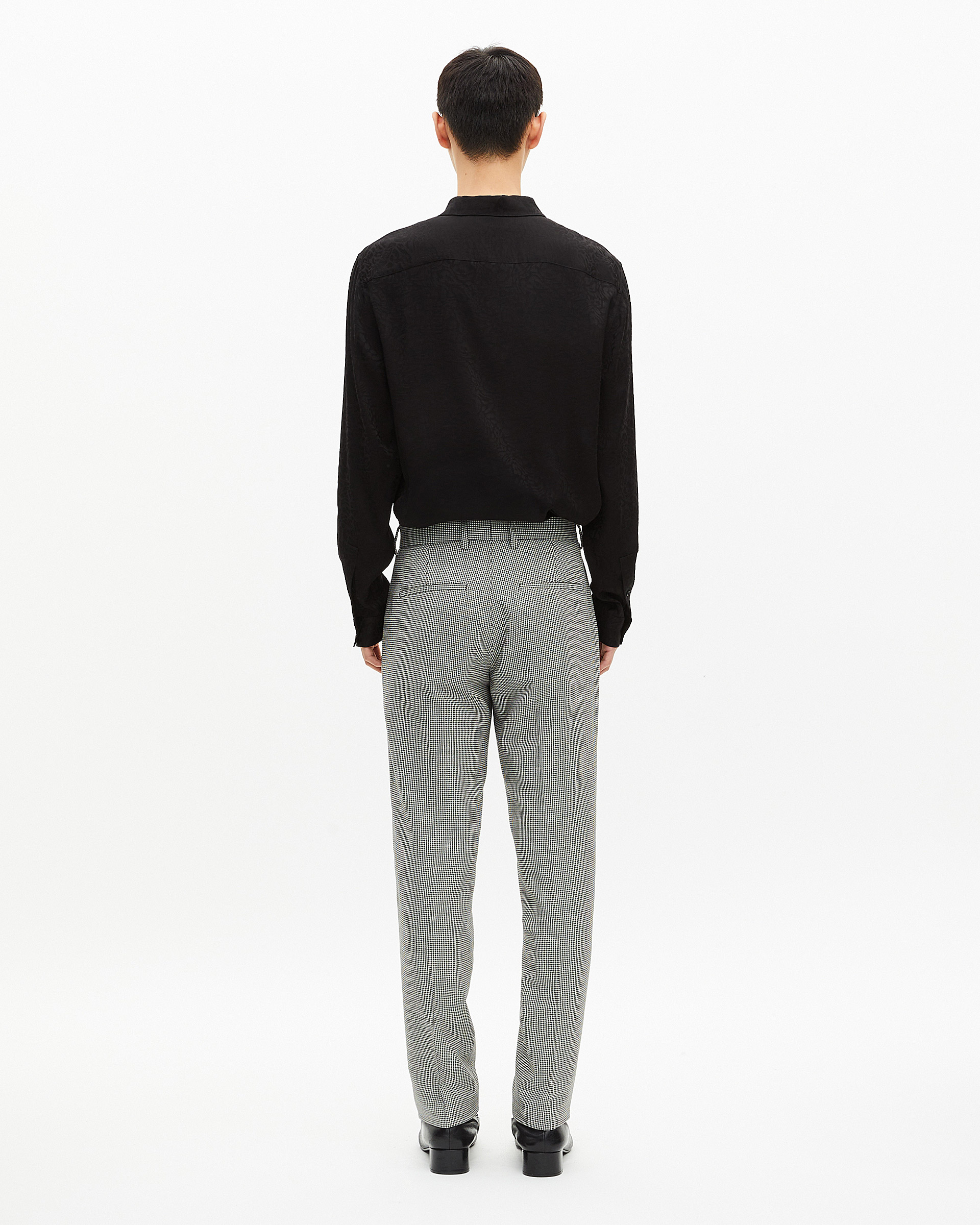 Black and white houndstooth tailored suit pants