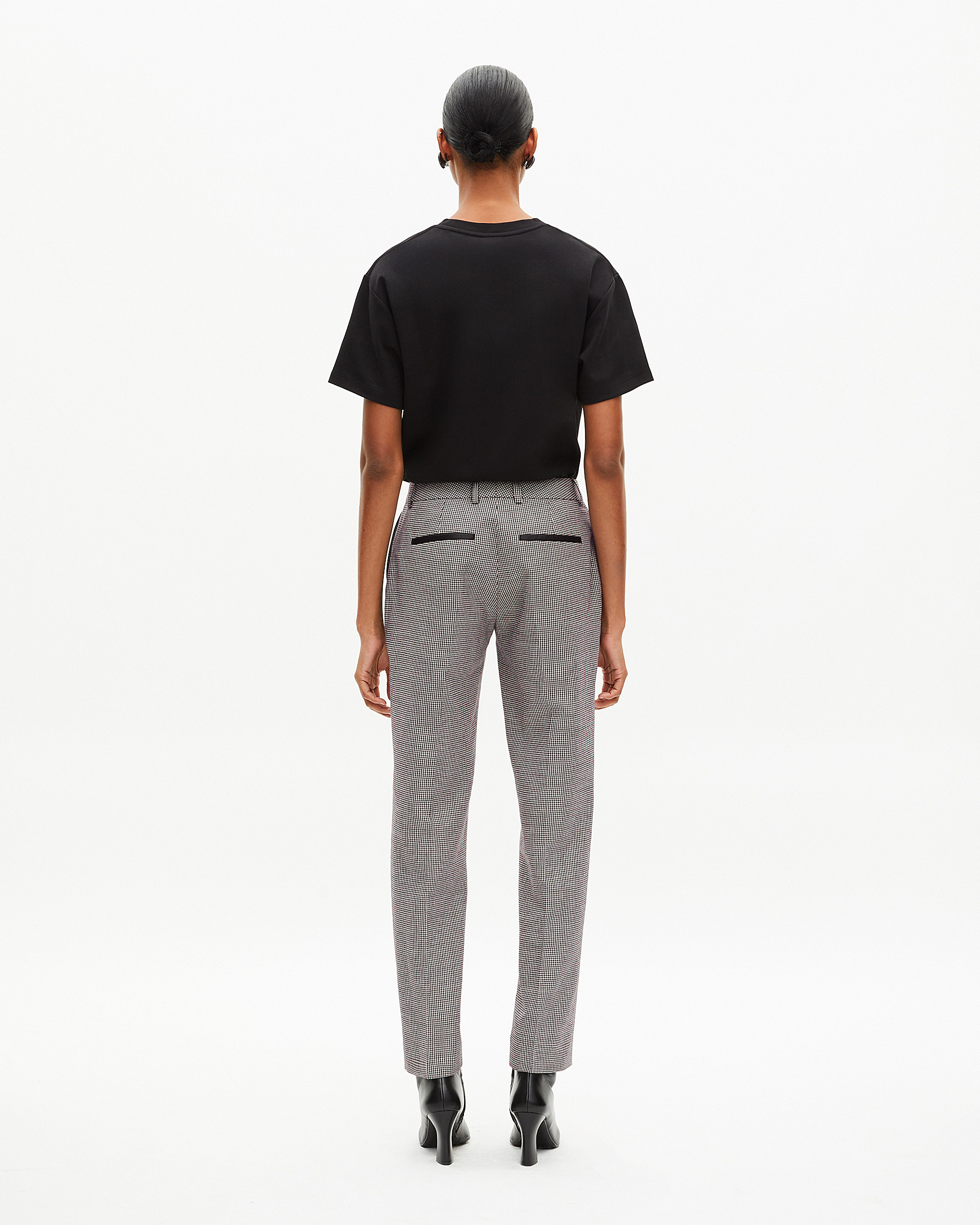 Black and white houndstooth tailored pants
