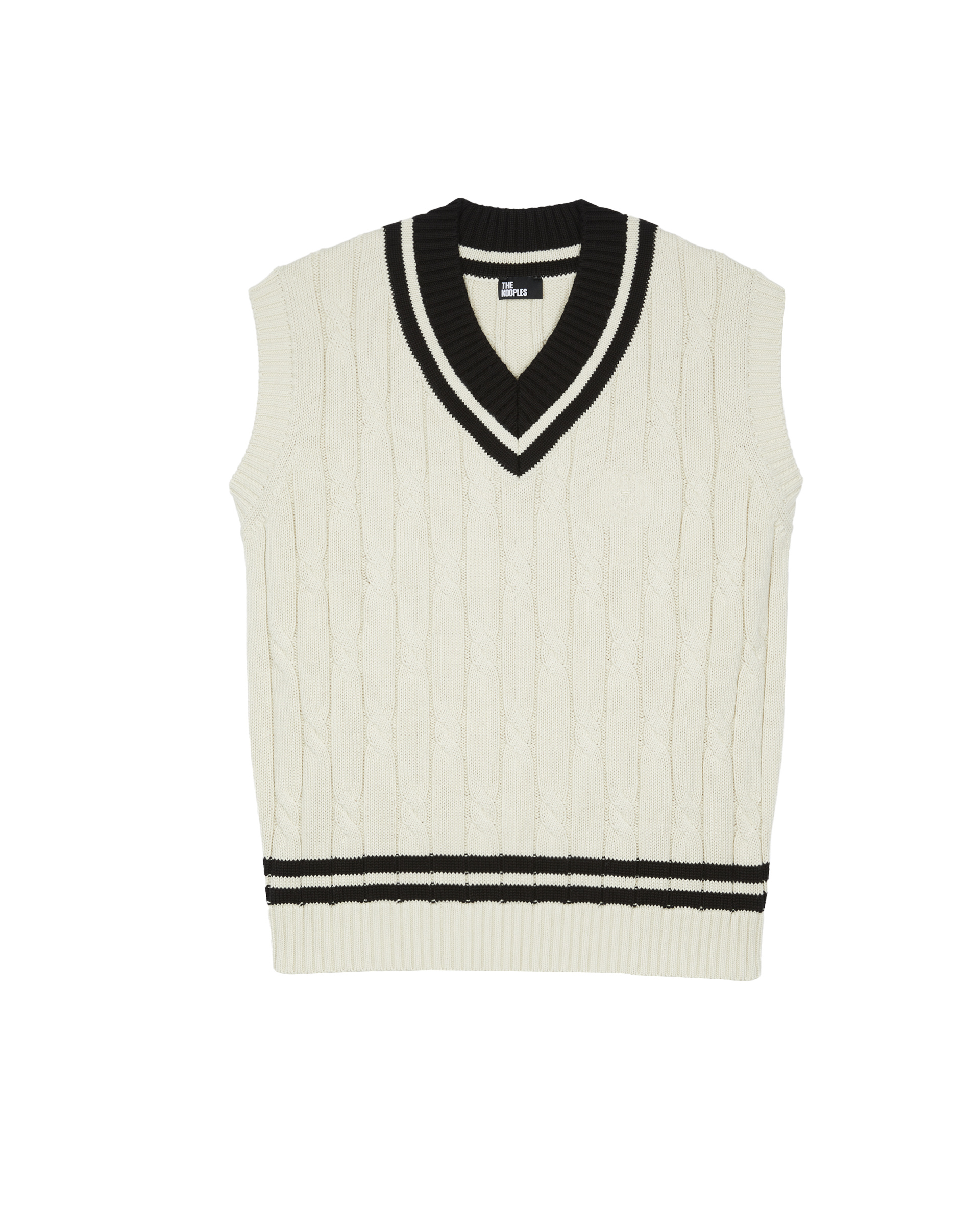 Beige cabled sleeveless sweater