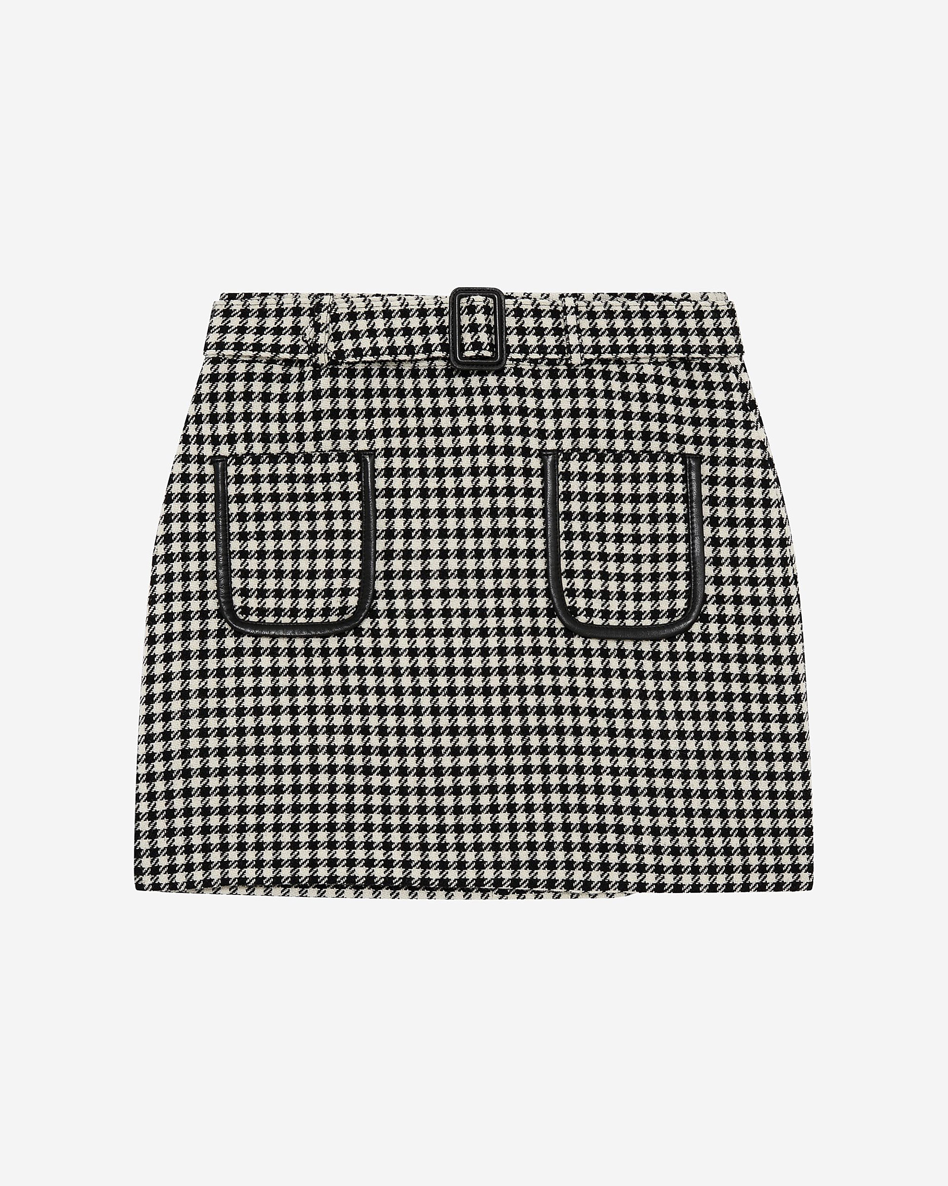 Short black and white houndstooth skirt