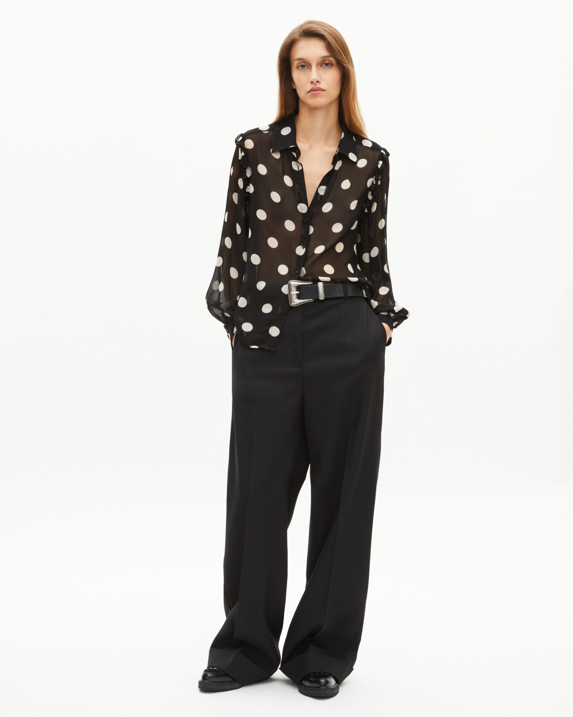 Black polka-dot shirt