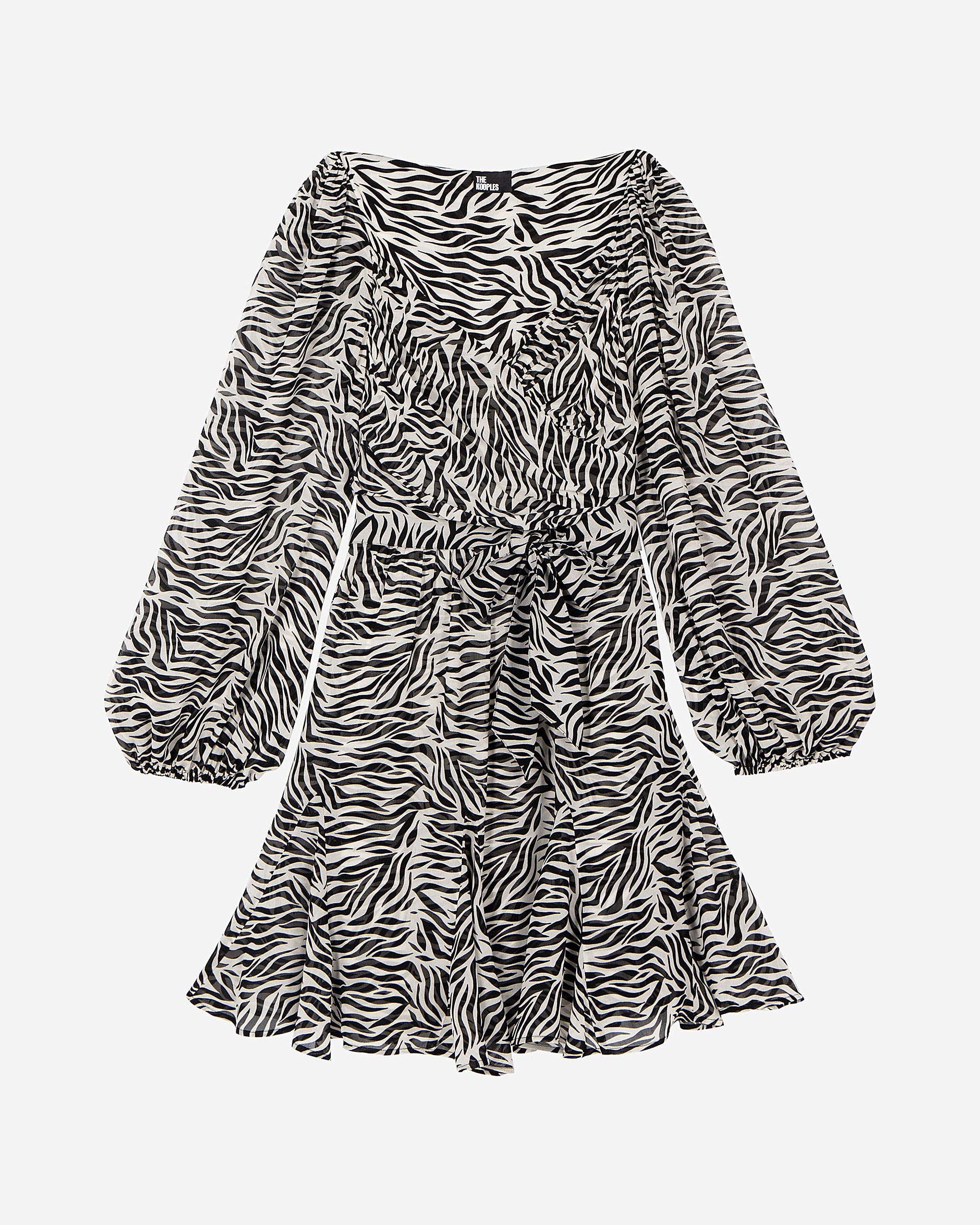 Short zebra print wrap dress