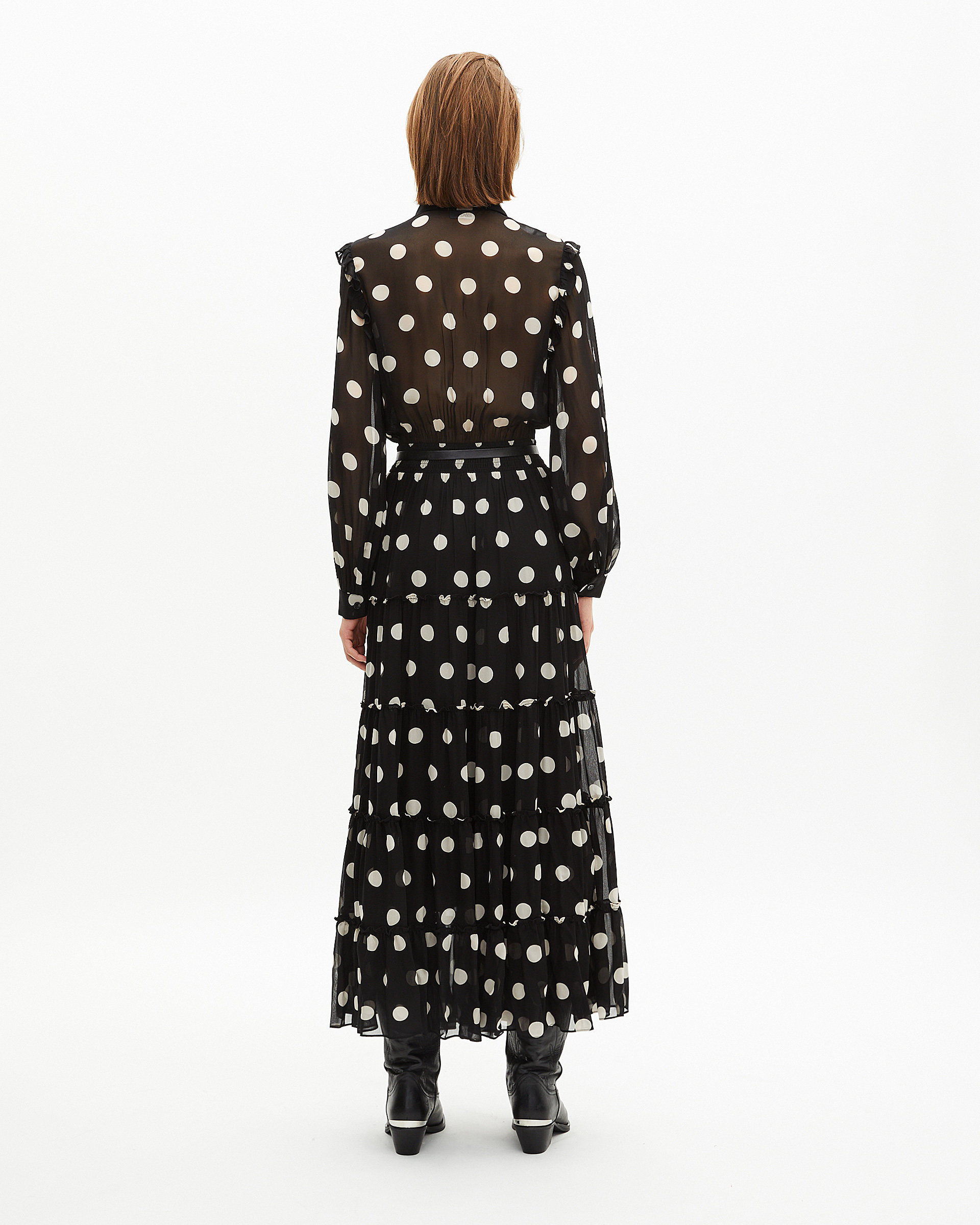 Black polka dot maxi dress