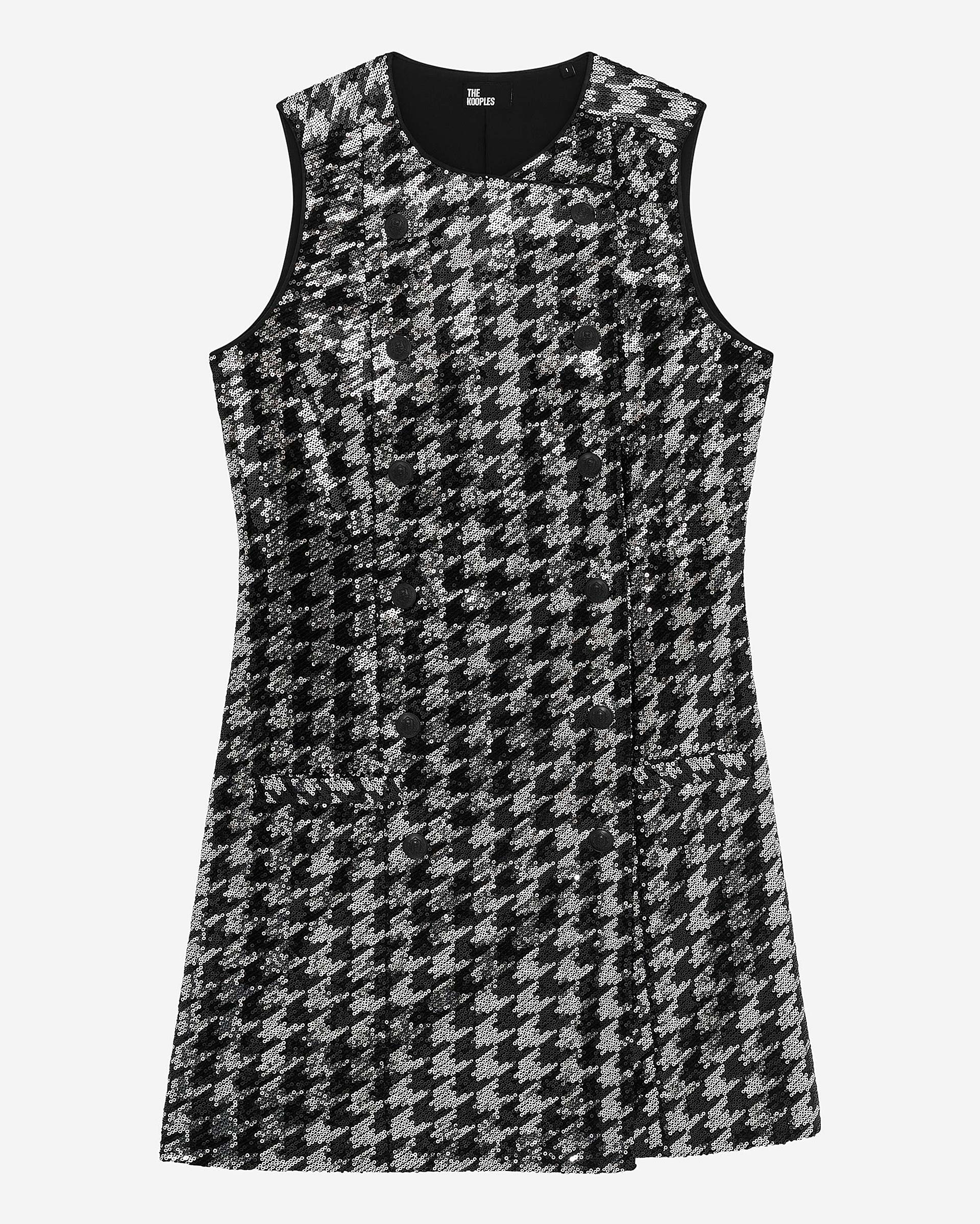 Short houndstooth dress with black sequins